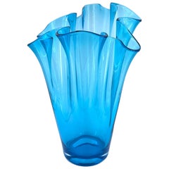 Vintage Majestic Giant Blue Handkerchief Vase
