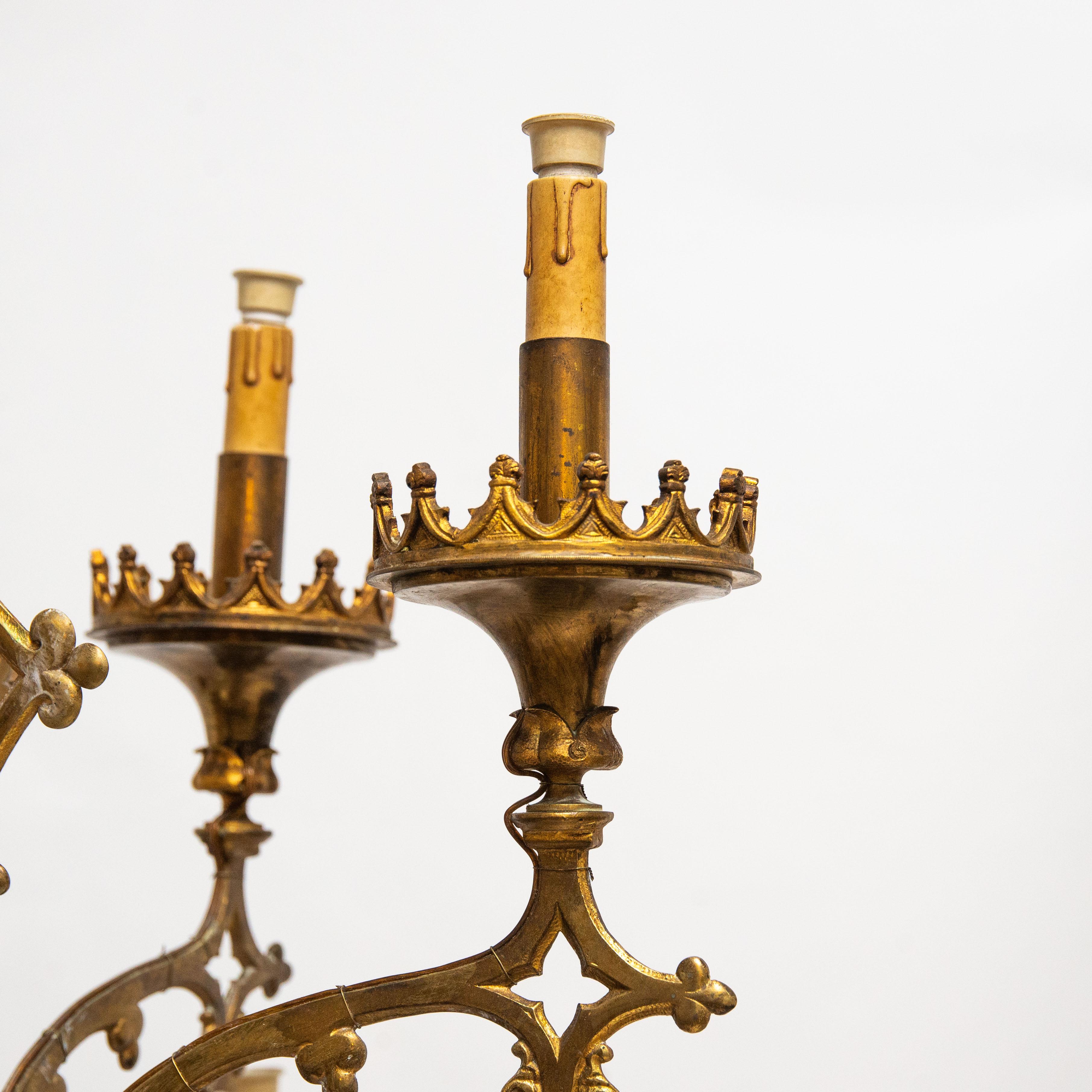 Empire Revival Majestic Gilded Bronze Candlestick, Italy, 1908