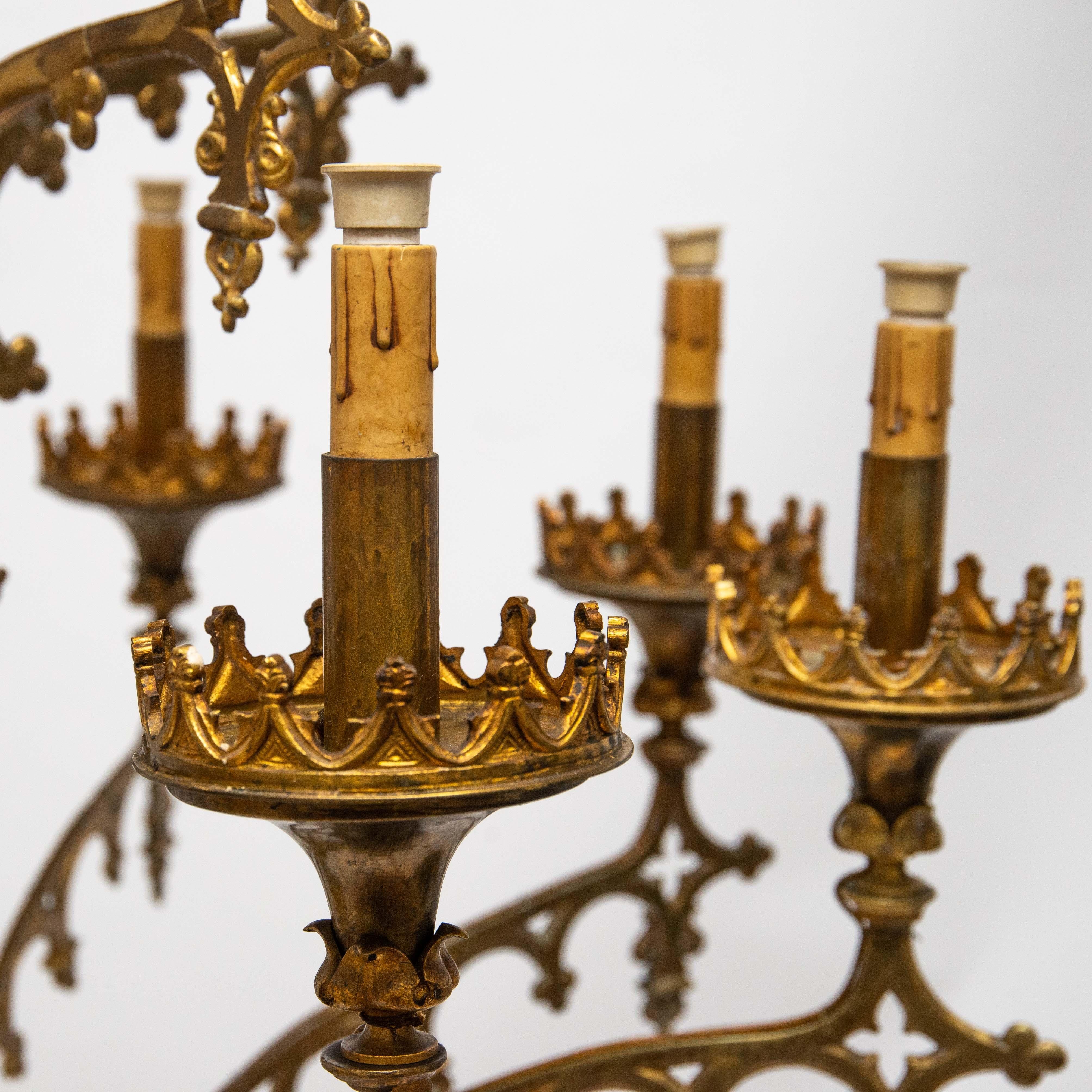 Majestic Gilded Bronze Candlestick, Italy, 1908 In Excellent Condition In Budapest, HU