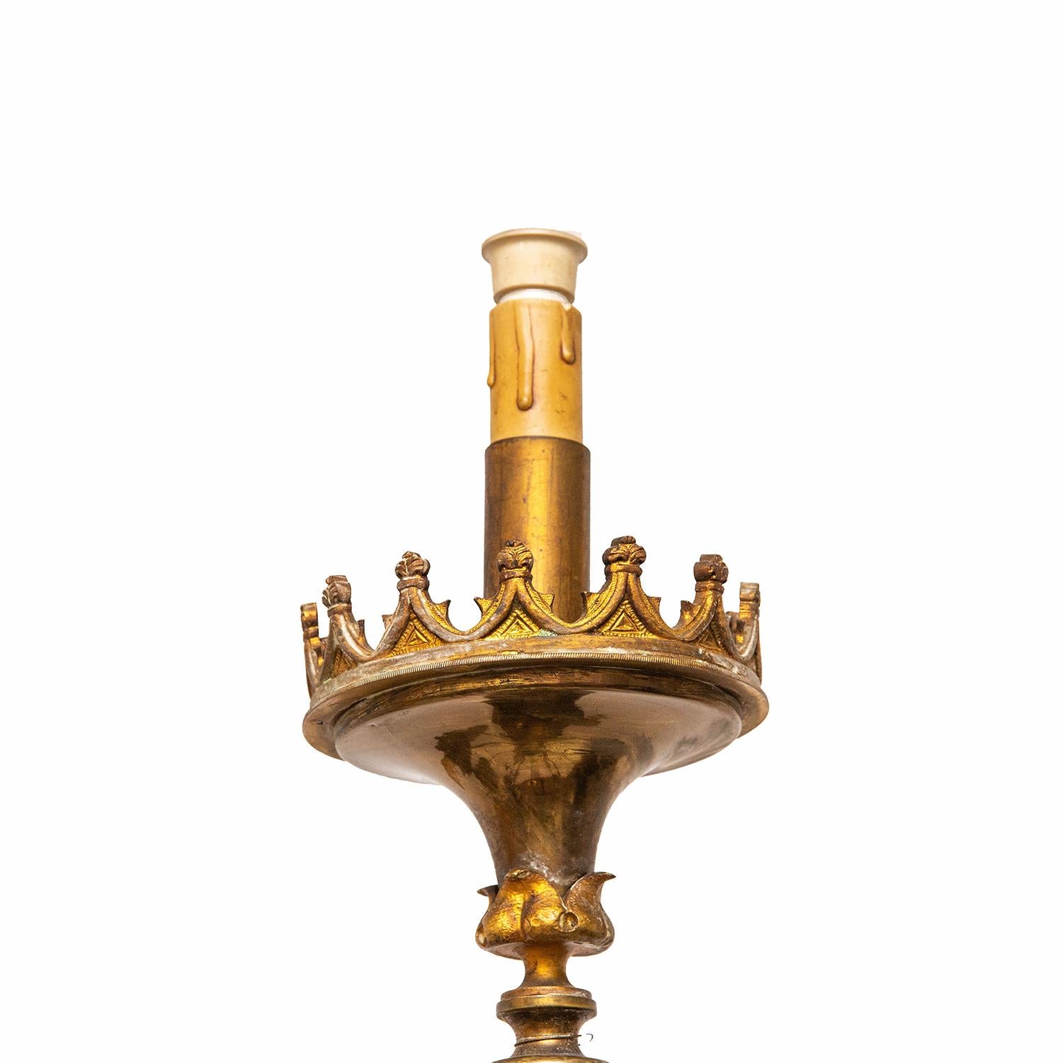 Majestic Gilded Bronze Candlestick, Italy, 1908 1