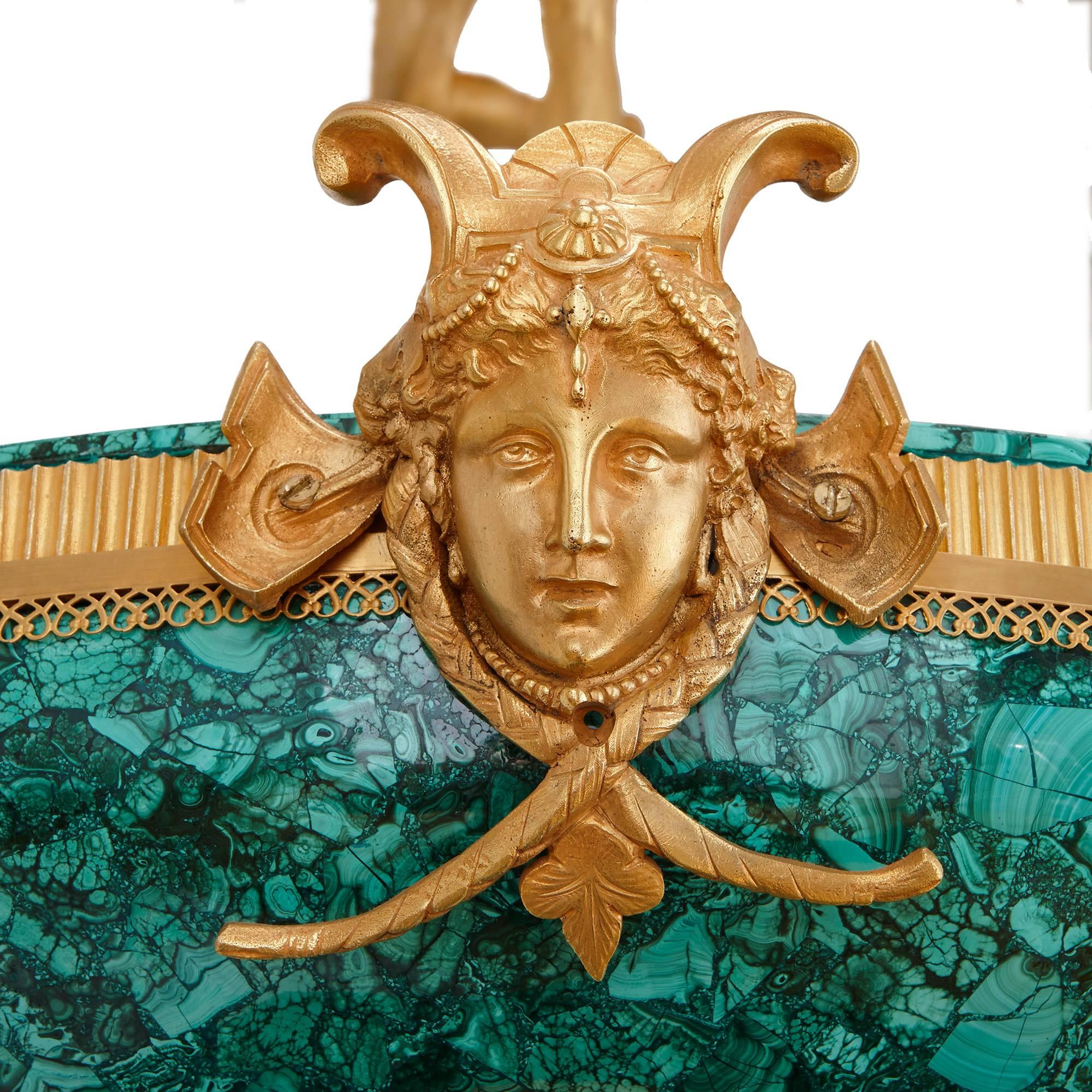 Majestic Gilt Bronze and Malachite Fountain, with Figure of Mercury In Excellent Condition In London, GB