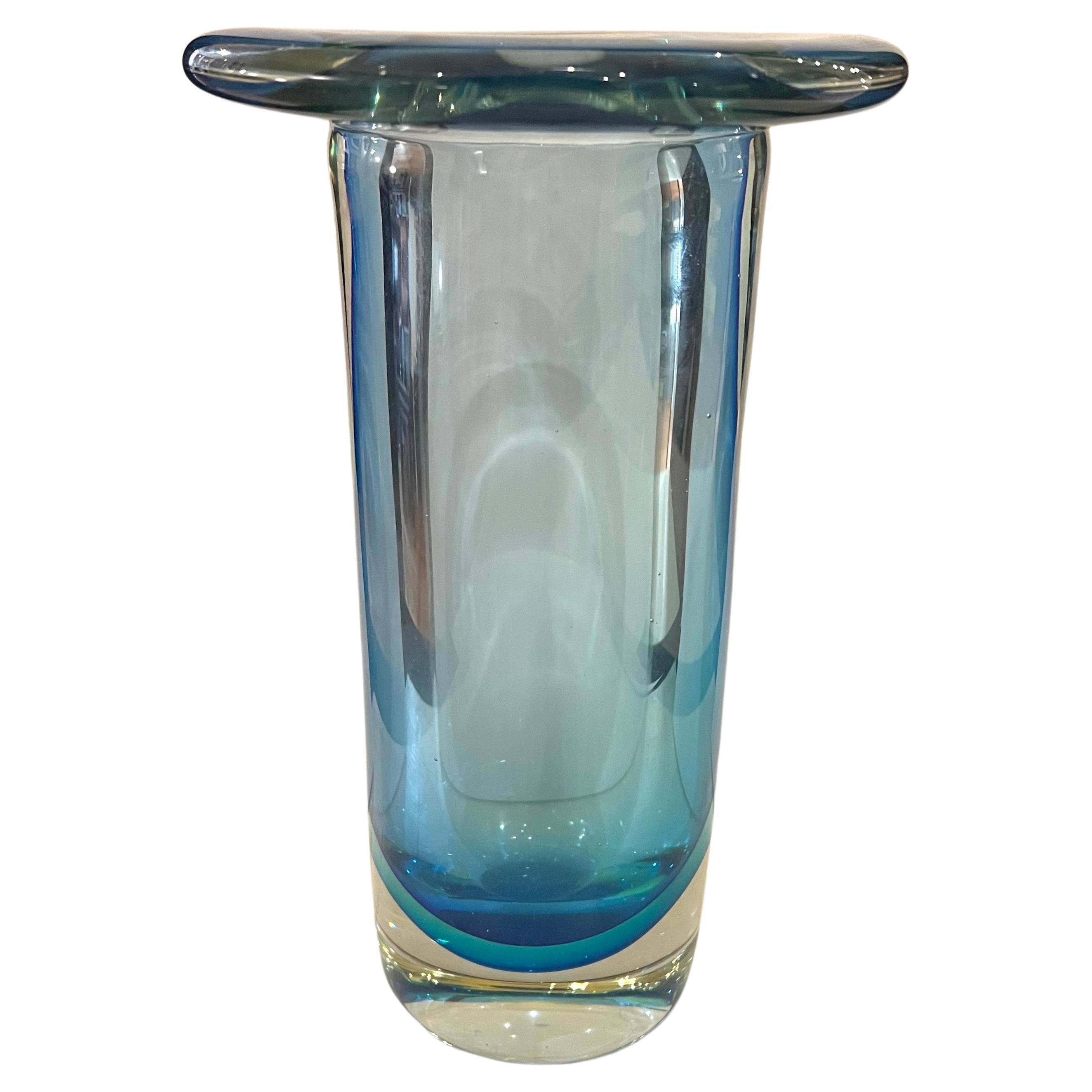 Italian Majestic Glass Murano Cenedese Vase Sommerso  For Sale