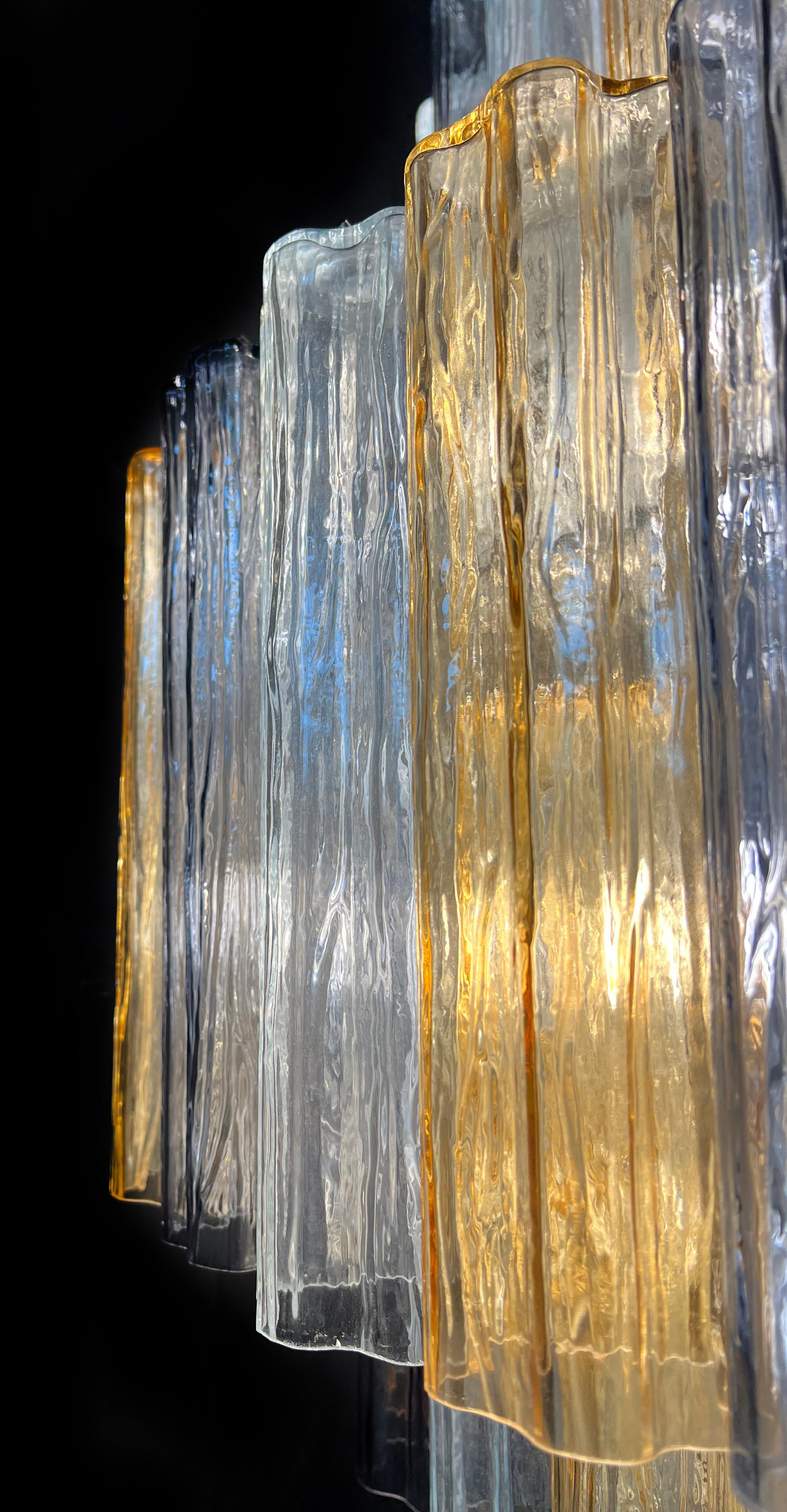 Majestic Gold Fumé and Clear Murano Chandelier by Valentina Planta en vente 9