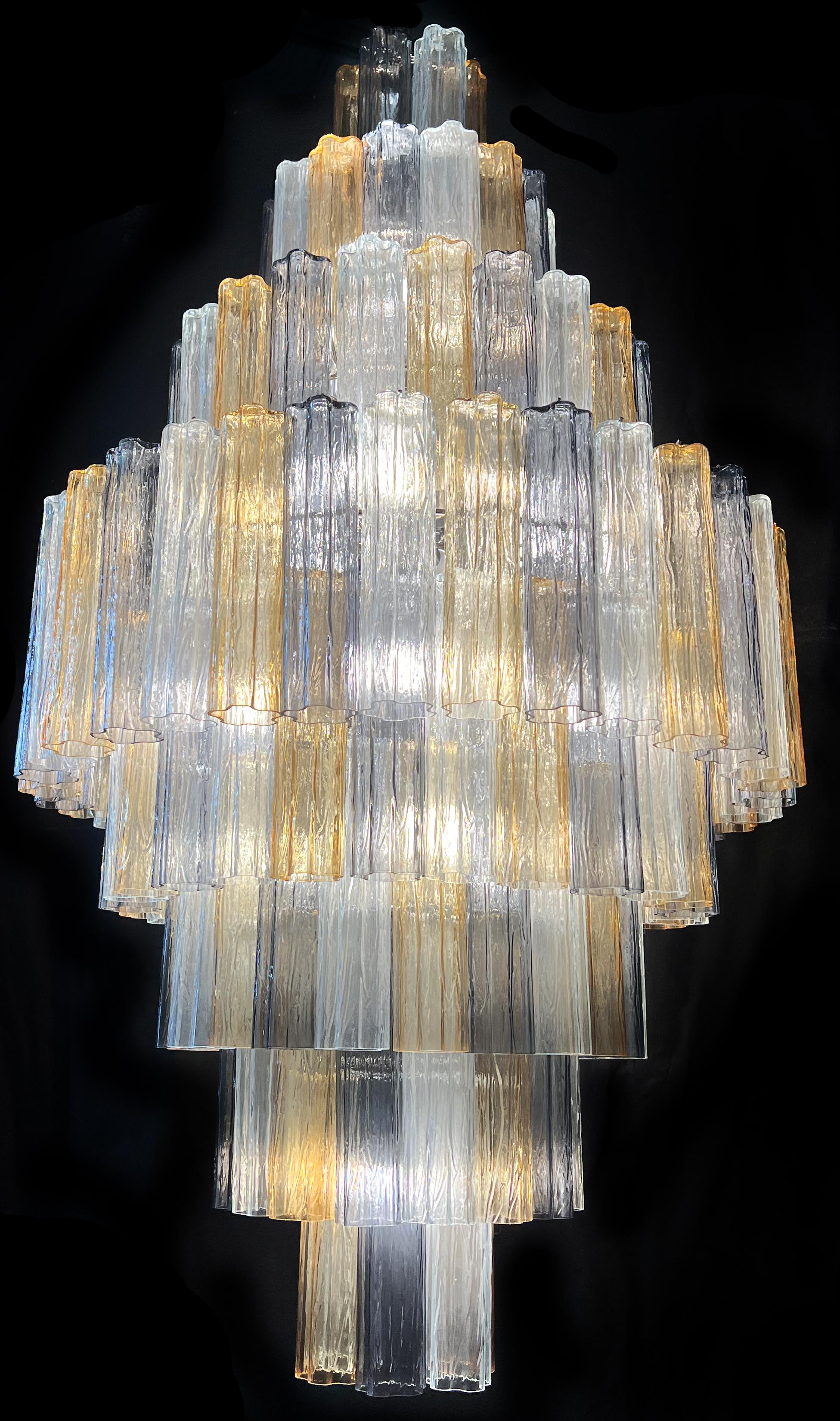 Majestic Gold Fumé and Clear Murano Chandelier by Valentina Planta For Sale 13