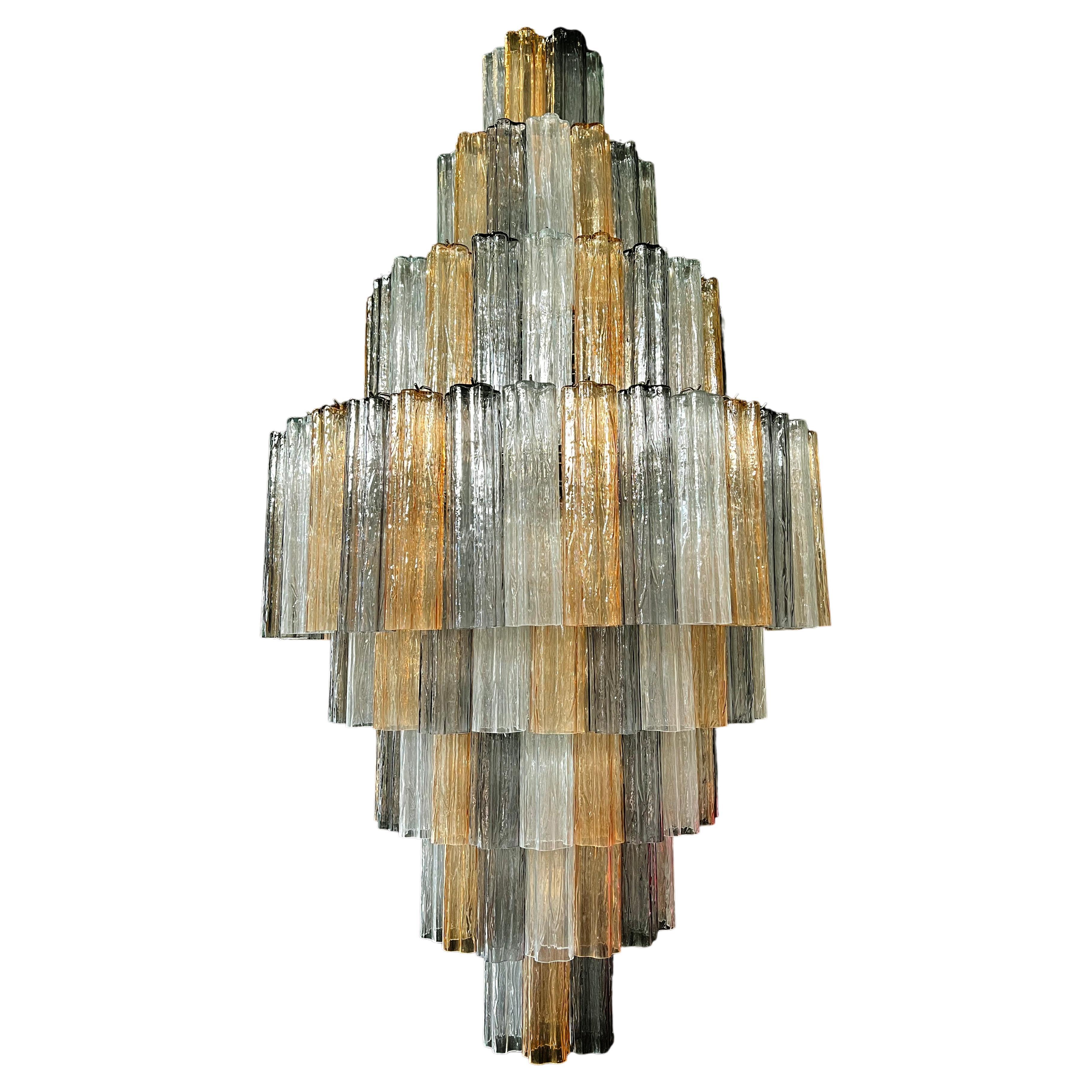Majestic Gold Fumé and Clear Murano Chandelier by Valentina Planta For Sale