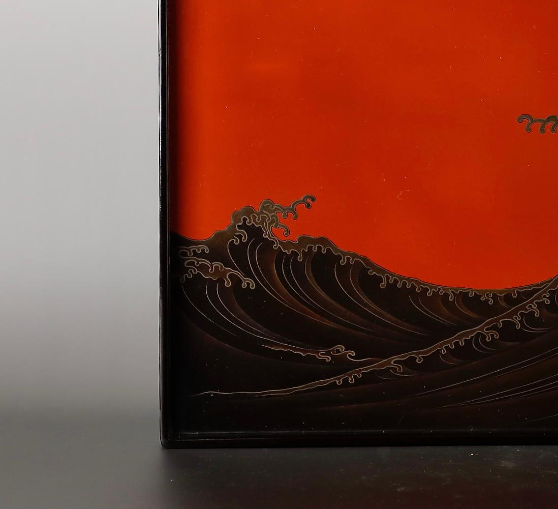 Edo Majestic Great Wave and Rising Sun Lacquered Tray
