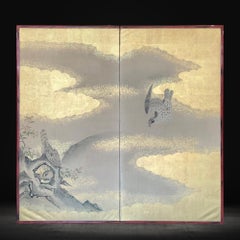 Majestic Hawks Edo Screen by Tosa School