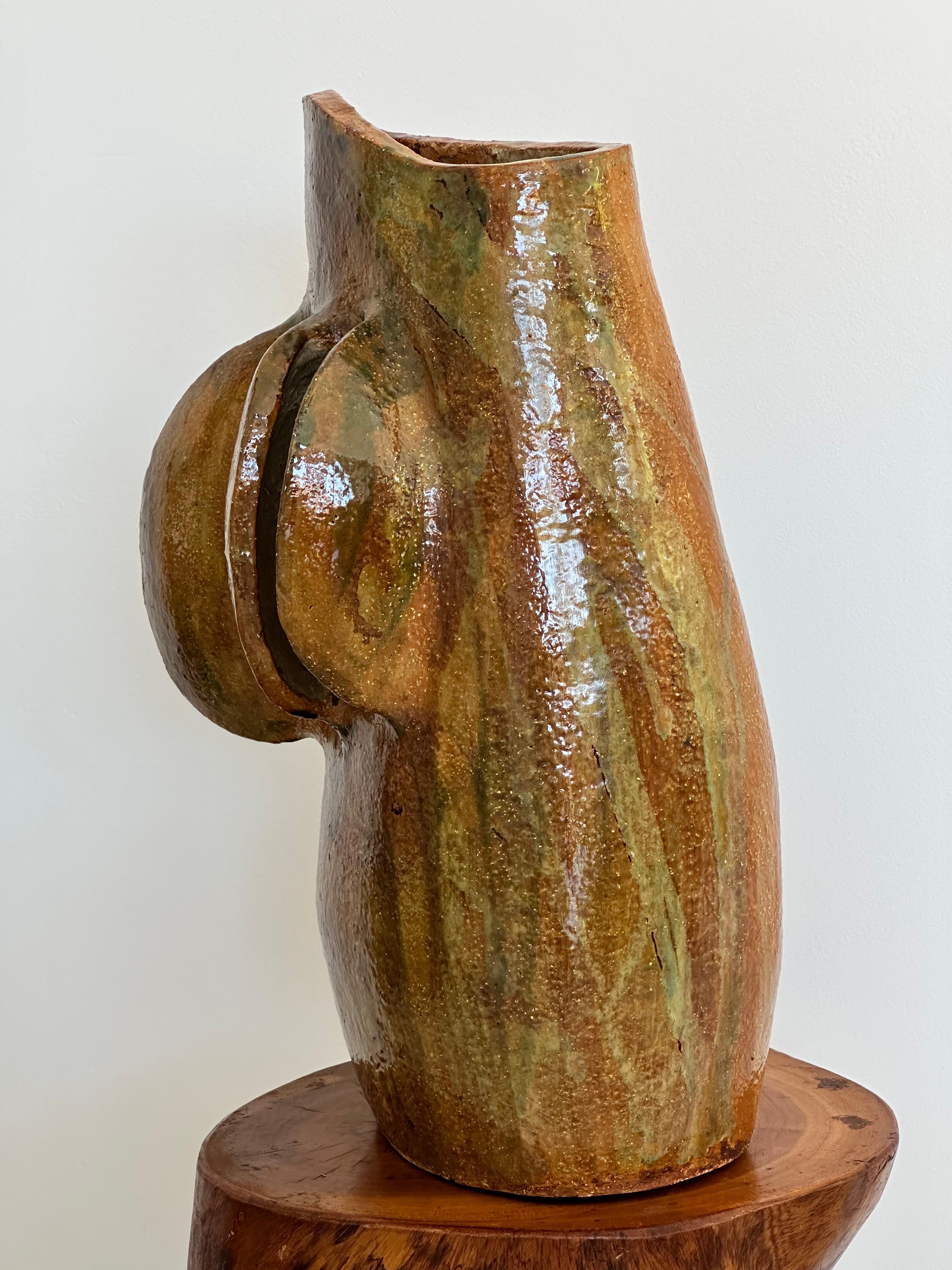 Majestic & huge abstract vase in enamelled sandstone, La Borne, France, 1970s For Sale 11