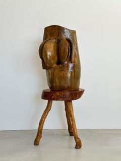 Majestic e enorme vaso astratto in pietra arenaria smaltata, La Borne, Francia, anni '70