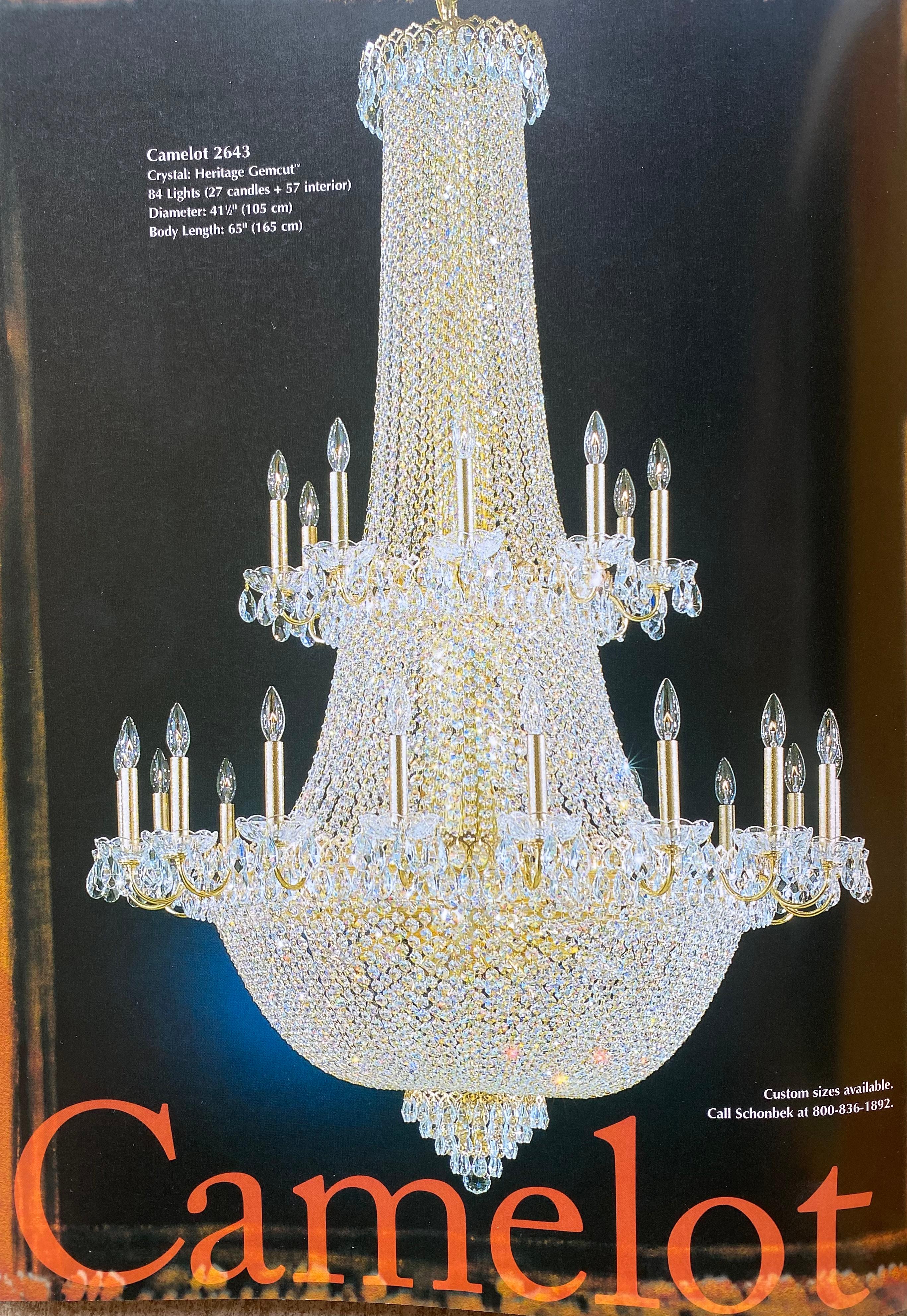 Métal Majestueux grand lustre Schonbek « Camelot » 2643 en cristal taillé en pierre précieuse à 84 lumières en vente