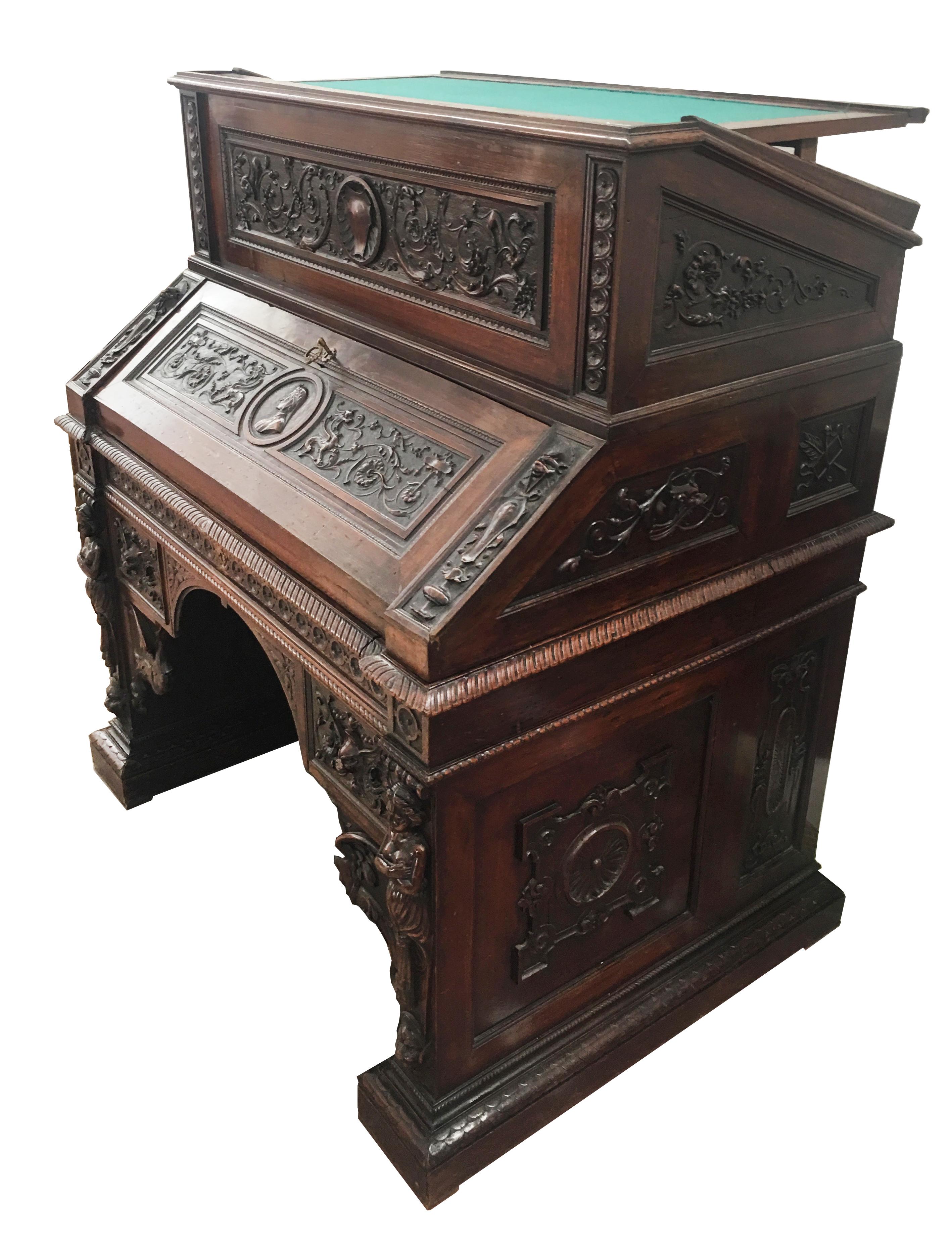 Baroque Majestic Italian Desk, circa 1820 For Sale