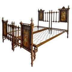 Majestic Italian Liberty Bed Similar to the One Owned by Rodolfo Valentino, 1895