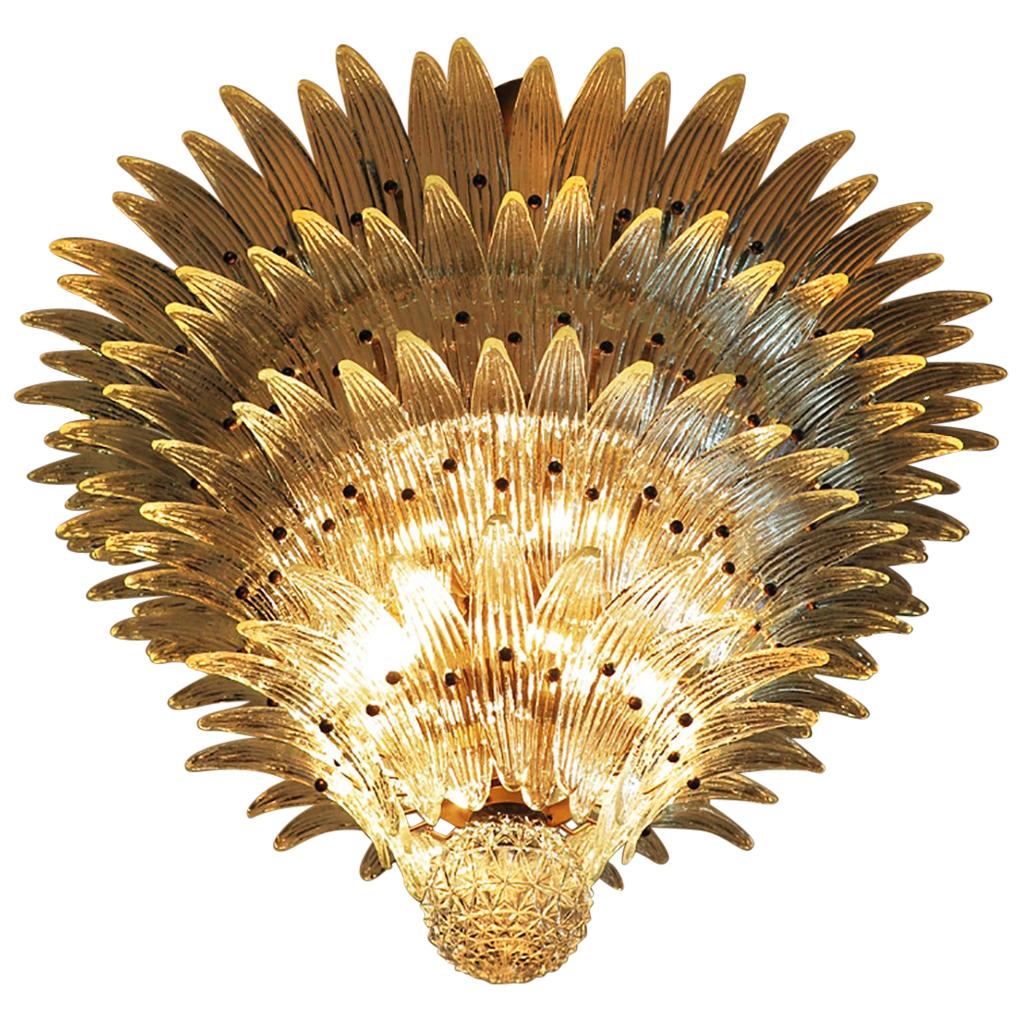 Majestic Italian Palmette Chandelier Barovier & Toso Style, Murano, 1980