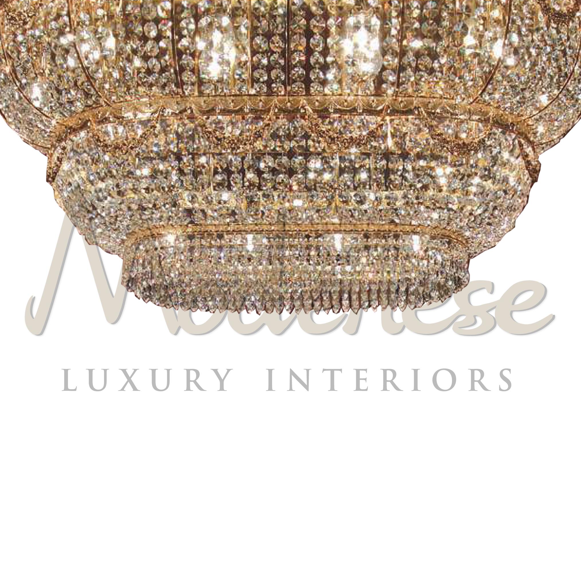 Appliqué Majestic Italian Villa Ceiling Lamp in 24kt Gold Plate with Transparent Crystals For Sale