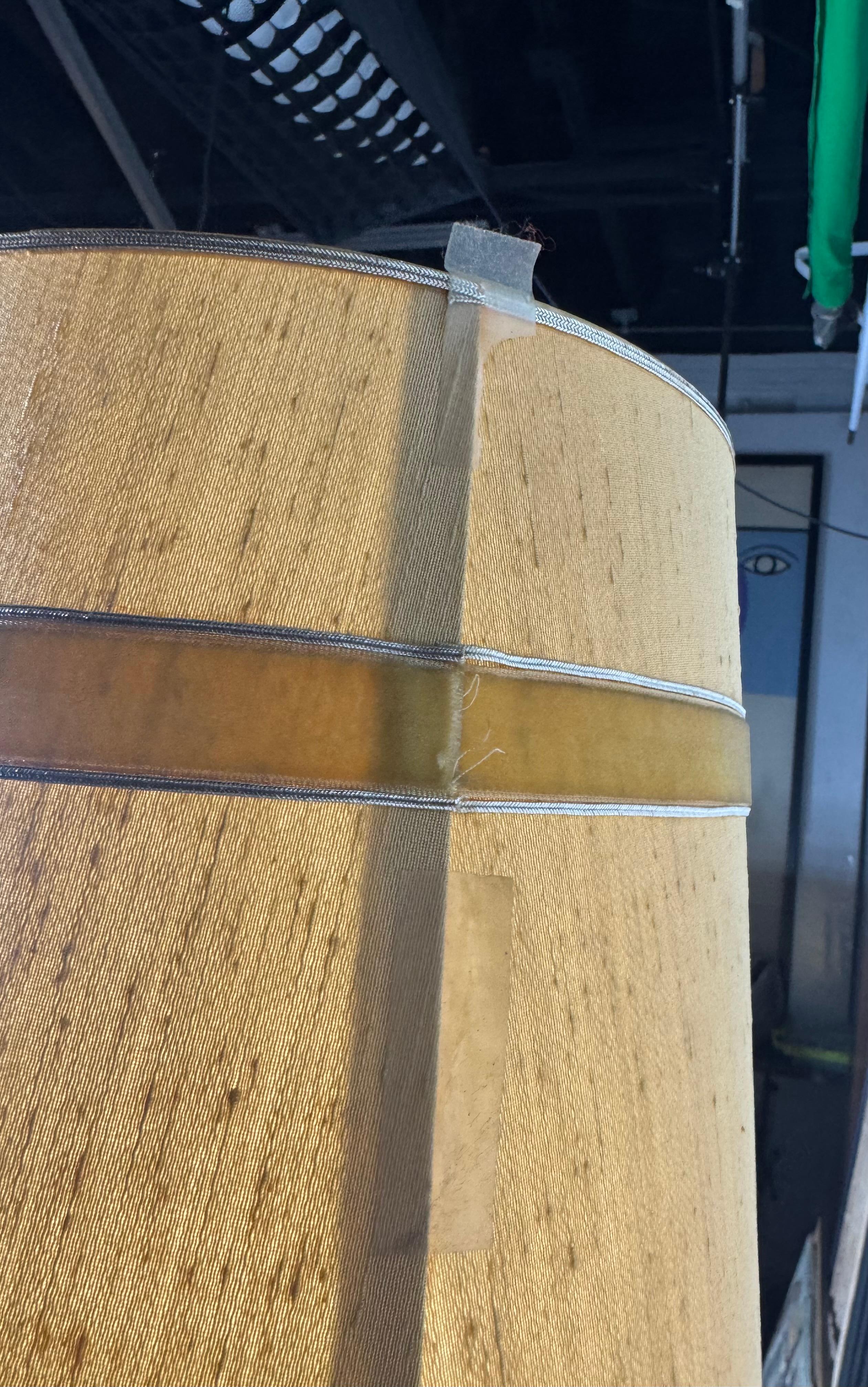 Majestic Lamp Co. Brass & reverse painted glass lamp tripod table (over 6