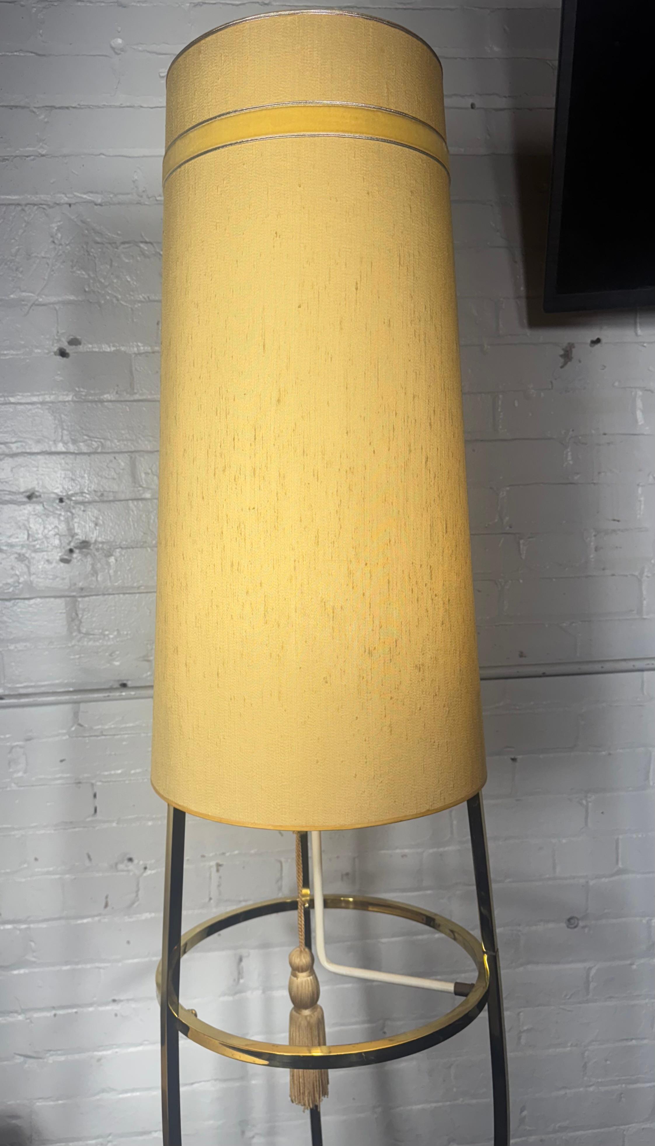 Majestic Lamp Co. Brass & reverse painted glass lamp tripod table (over 6