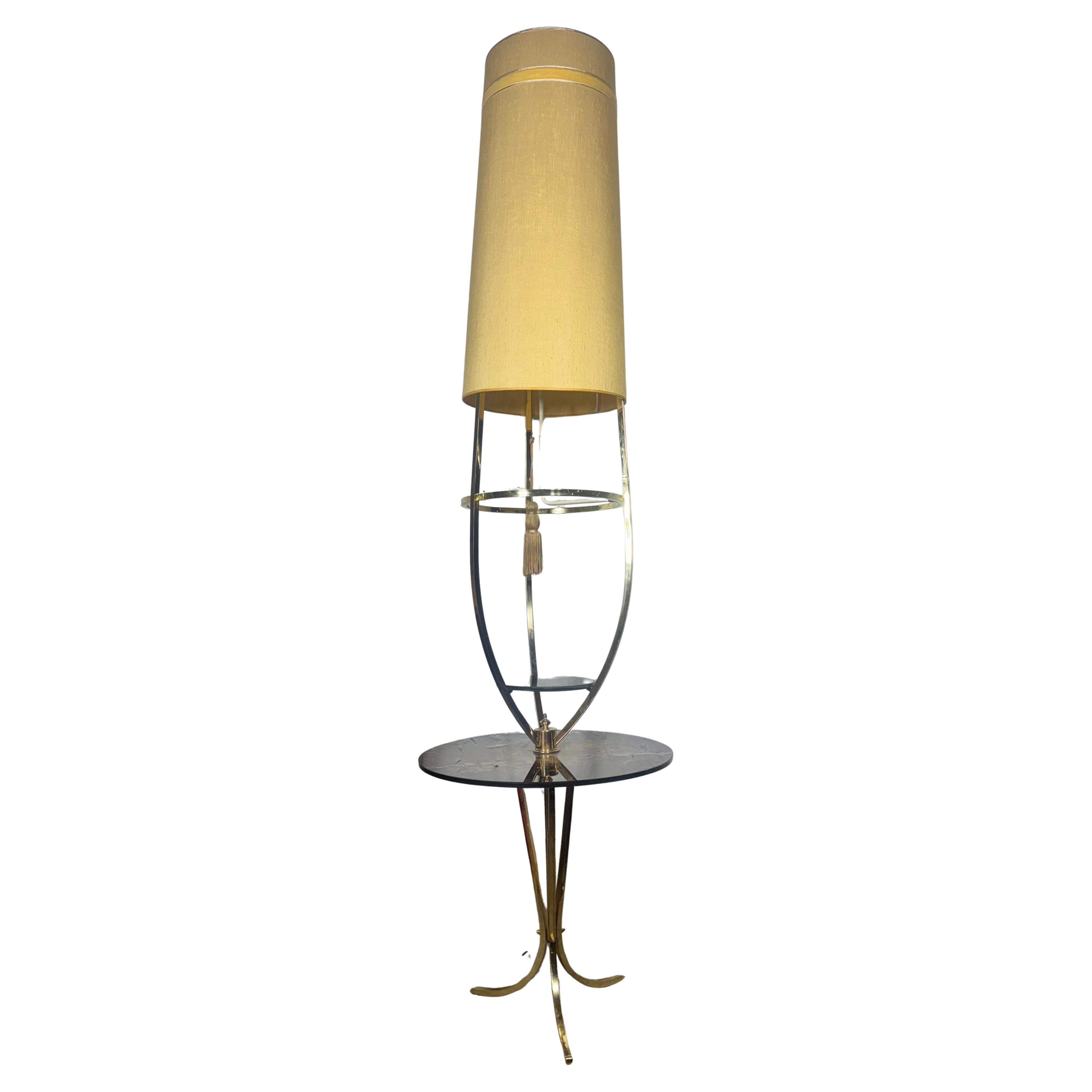 Majestic Lamp Co. Brass
reverse painted glass lamp tripod table (over 6" high)