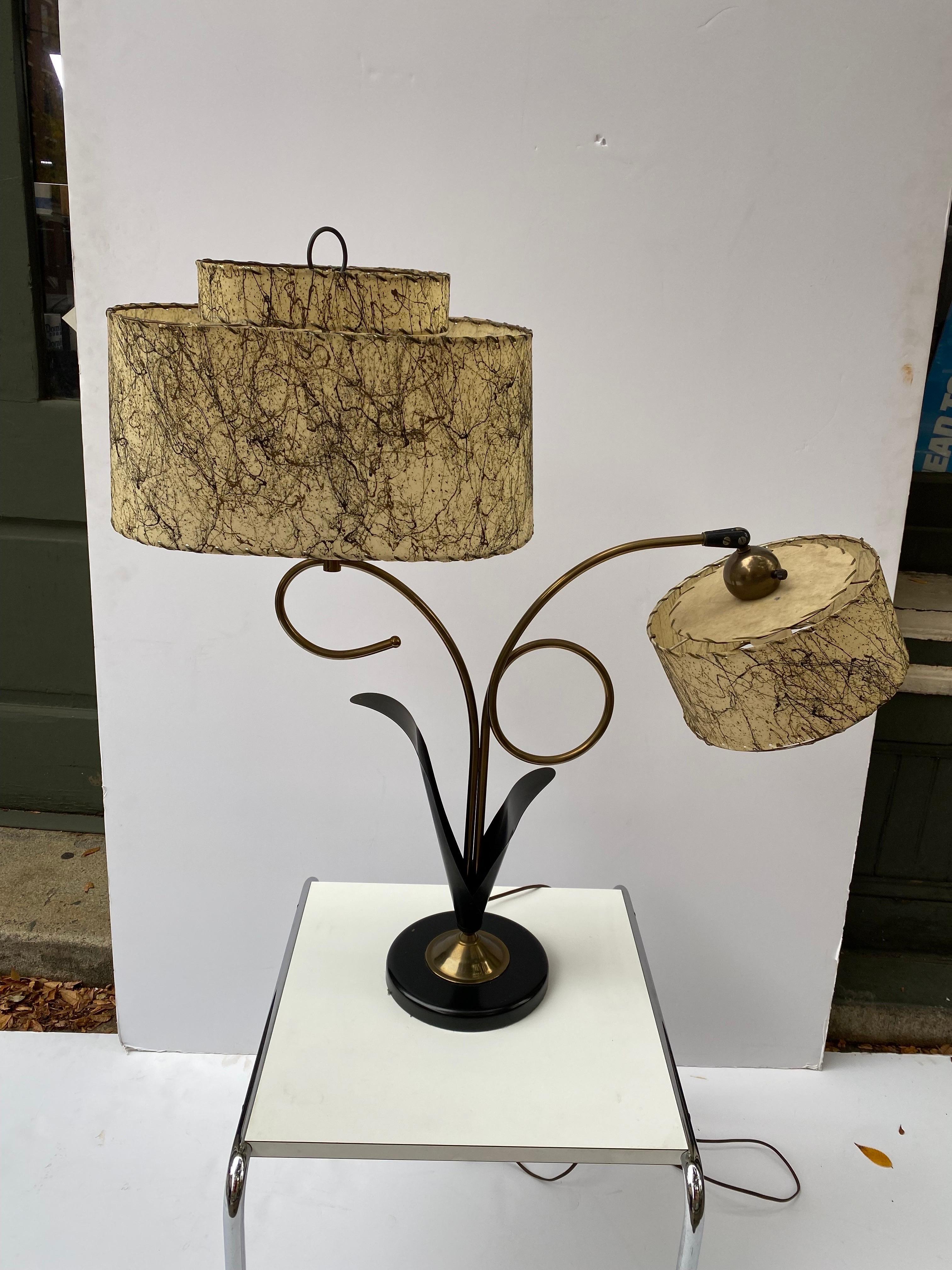 Majestic Lamp Company 50’s Table Lamp with 2 fiberglass shades at 1stDibs