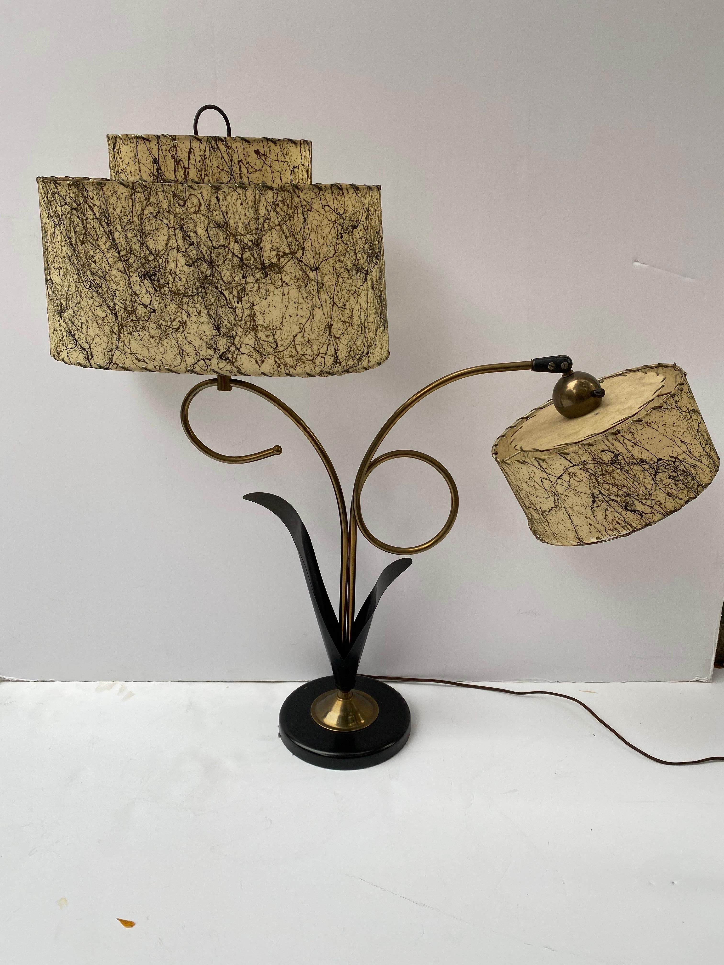 Majestic Lamp Company 50’s Table Lamp with 2 fiberglass shades at 1stDibs