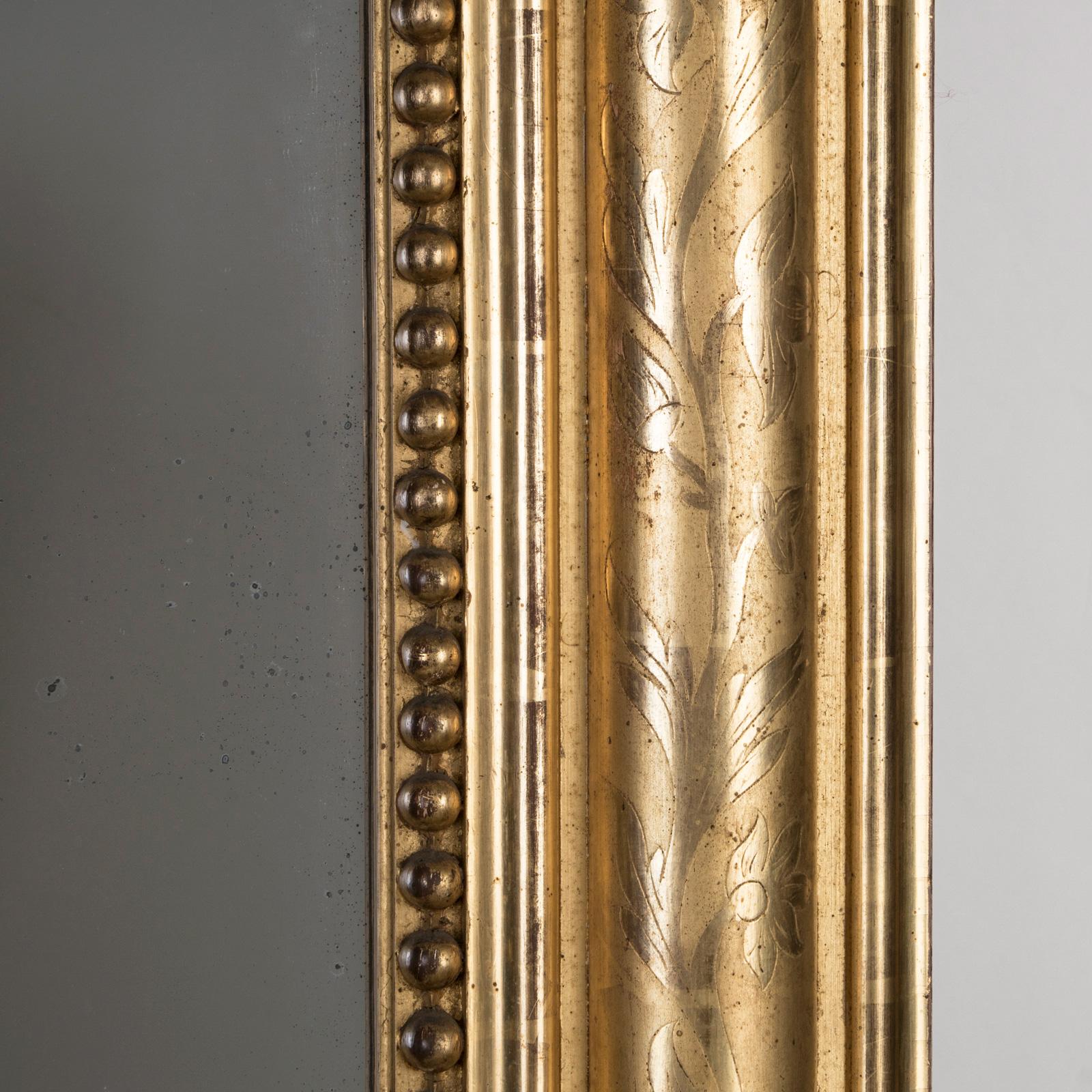Fait main Majestueux grand miroir Louis Philippe français ancien du 19ème siècle doré à l'or, années 1850 en vente