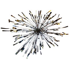 Majestic Large Big Bang Wall Sculpture in Brass & Chrome