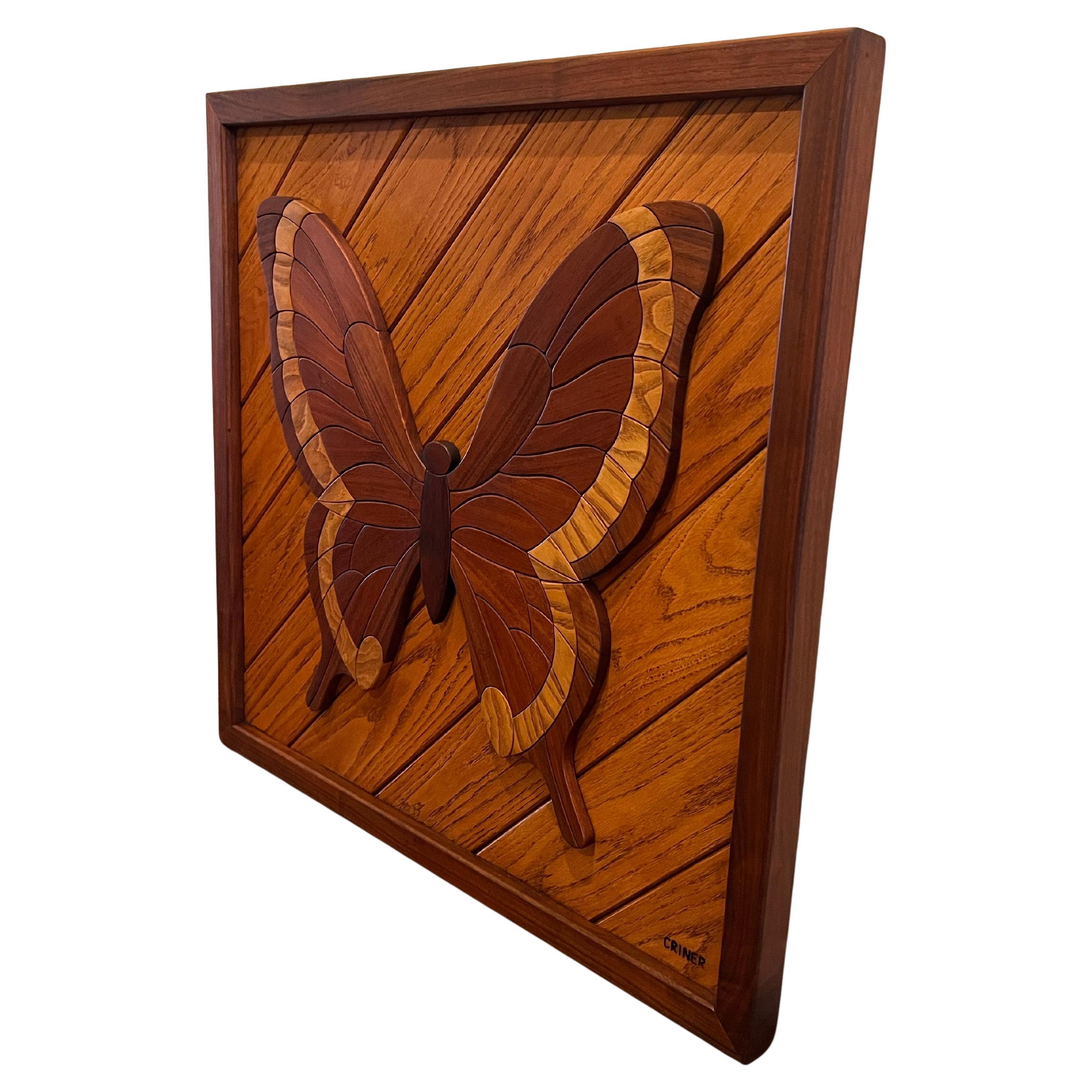 Mid-Century Modern Majestueux grand assemblage papillon en bois de feuillus de Dave Criner California Design en vente