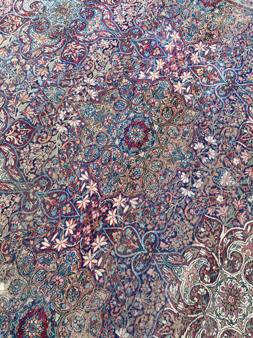 Majestic Large Fine Kirman Rug In Fair Condition In Saint Ouen, FR