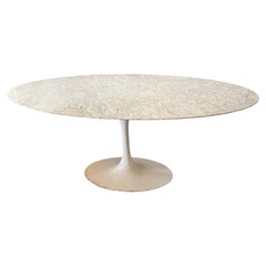 Majestic Large Italian Marble Oval Dining Table in the Style of Saarinen