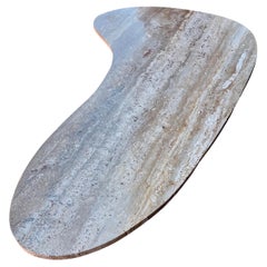 Majestic Large Kidney Boomerang Shape Mid Century Marble & Walnut Coffee Table