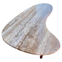 Majestic Large Kidney Boomerang Shape Mid Century Marble & Walnut Coffee Table