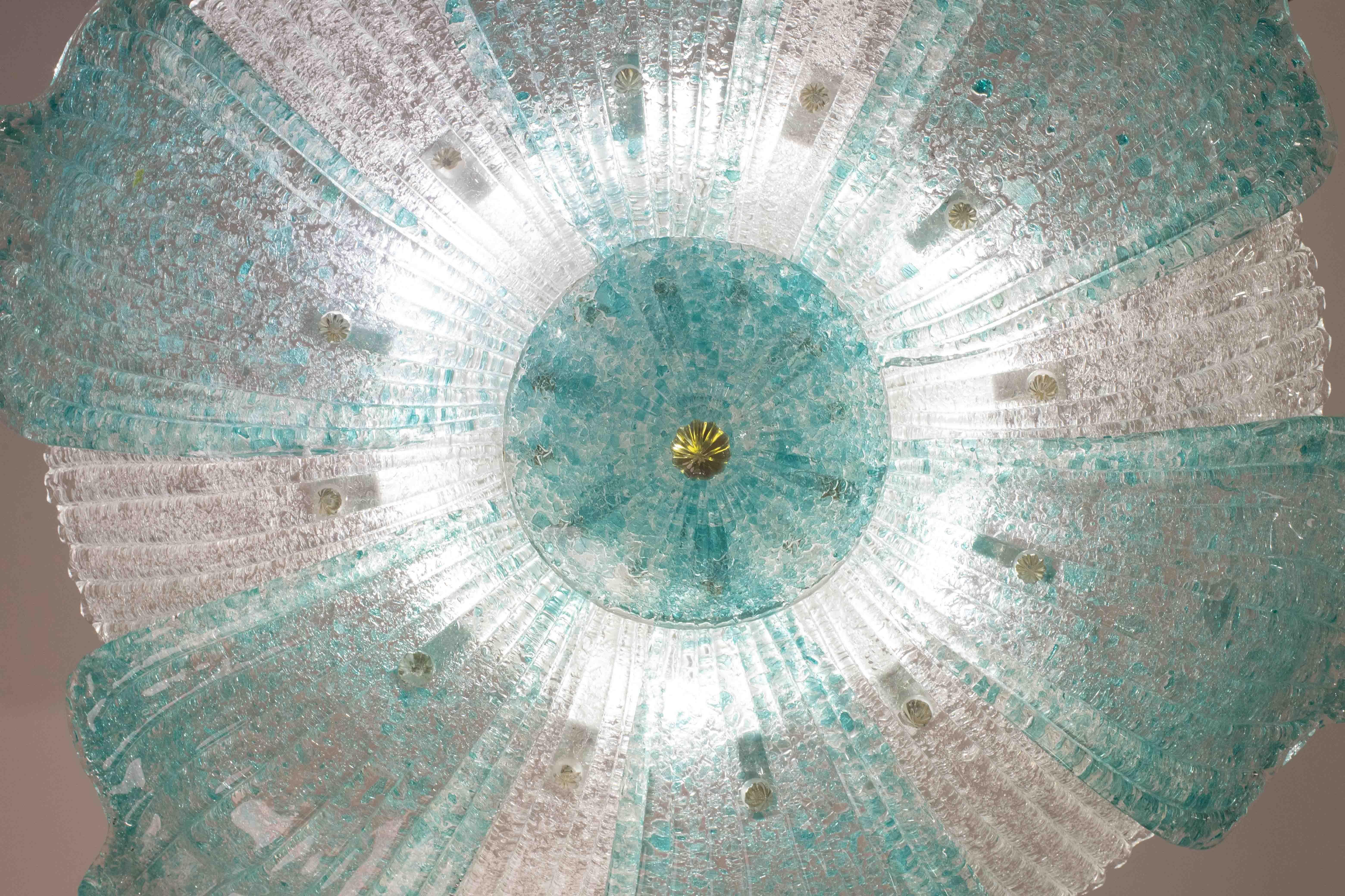 Majestätisch Großes Format Faszinierend Vintage Murano Glas Deckenleuchte Blu Acquamarin im Angebot 2