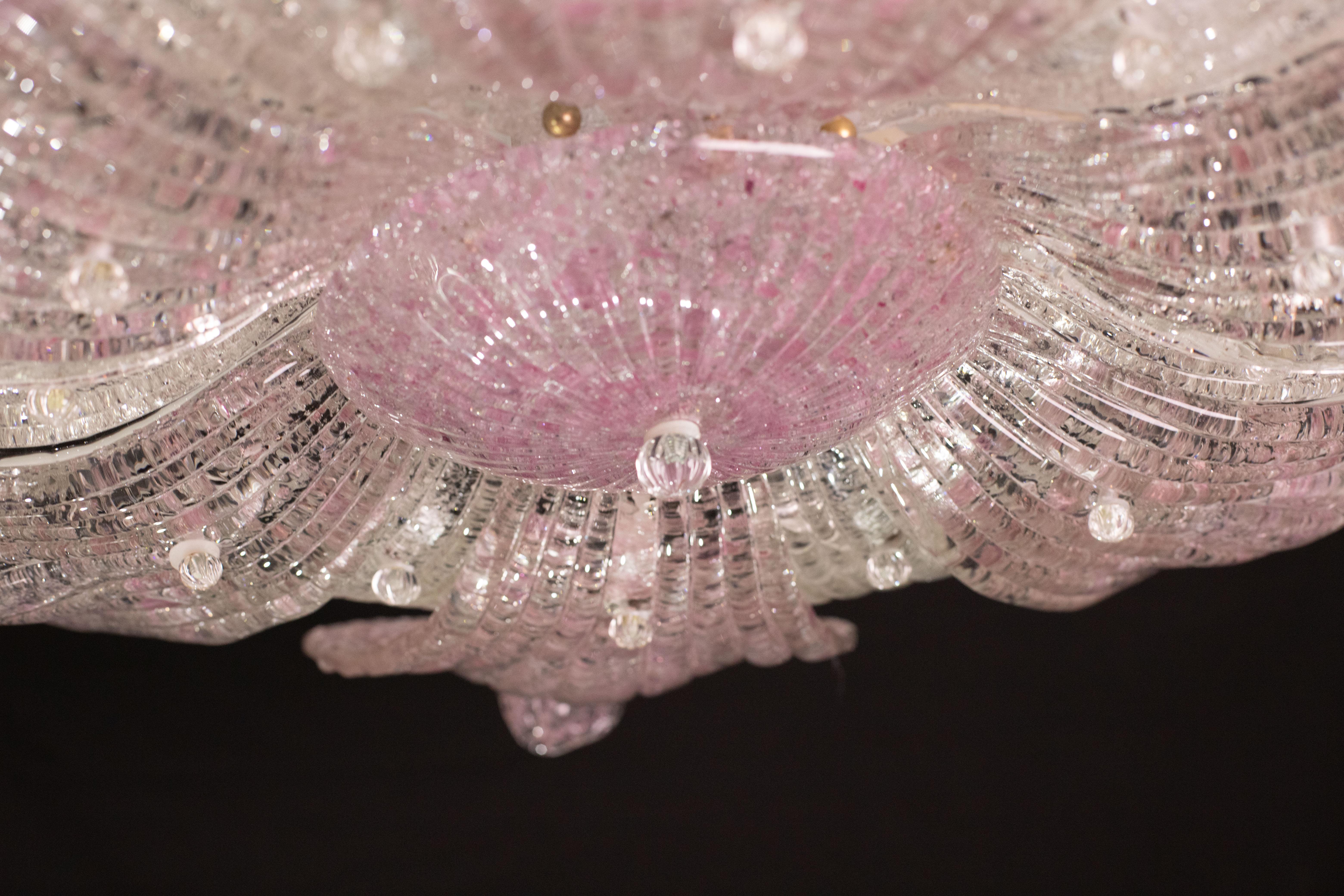Majestic Lampada da soffitto in vetro di Murano di grandi dimensioni Affascinante lampada da soffitto in vetro di Murano rosa in vendita 6