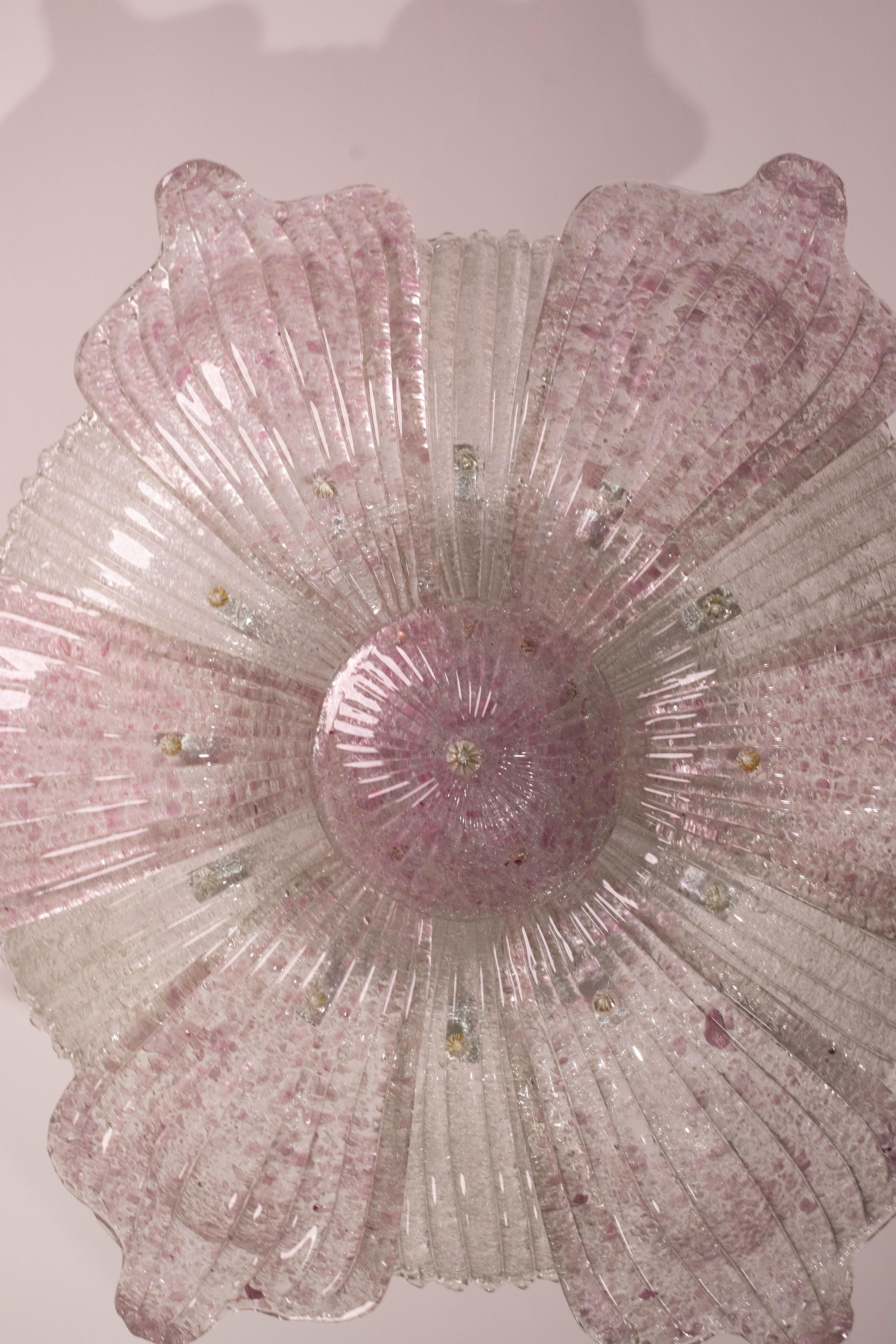 Majestic Lampada da soffitto in vetro di Murano di grandi dimensioni Affascinante lampada da soffitto in vetro di Murano rosa in vendita 8