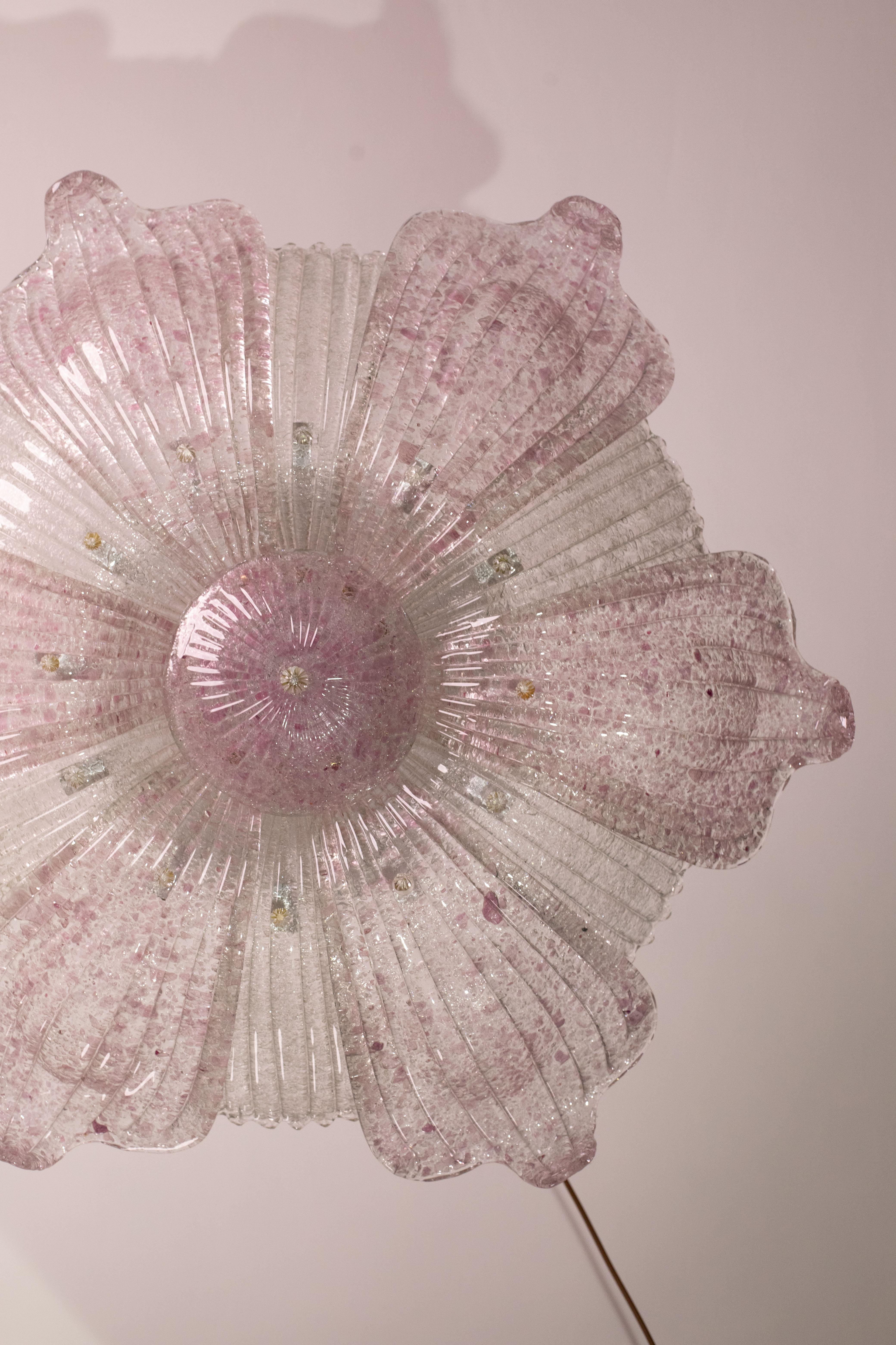 Majestic Lampada da soffitto in vetro di Murano di grandi dimensioni Affascinante lampada da soffitto in vetro di Murano rosa in vendita 9
