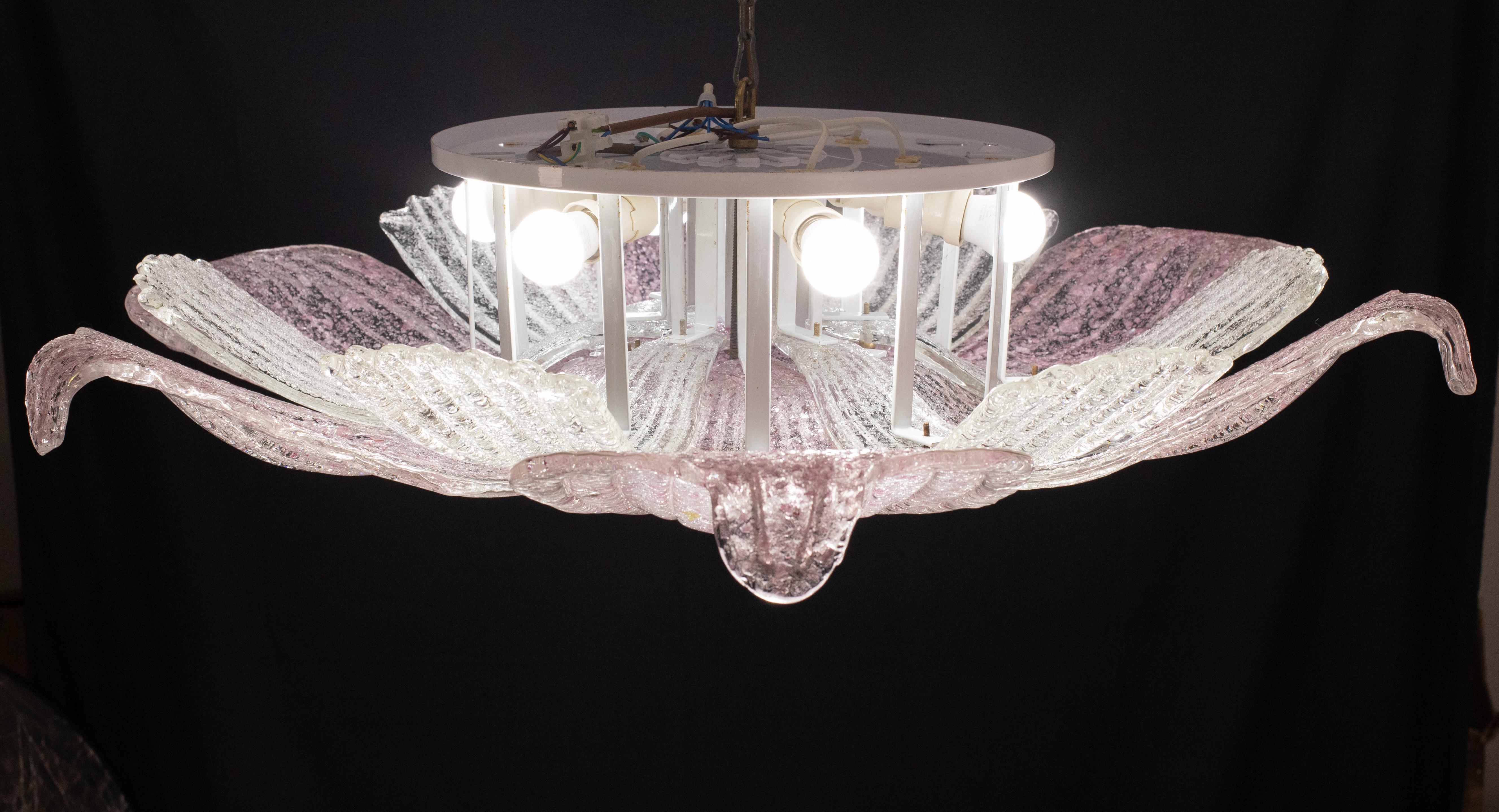 Majestic Lampada da soffitto in vetro di Murano di grandi dimensioni Affascinante lampada da soffitto in vetro di Murano rosa in vendita 2