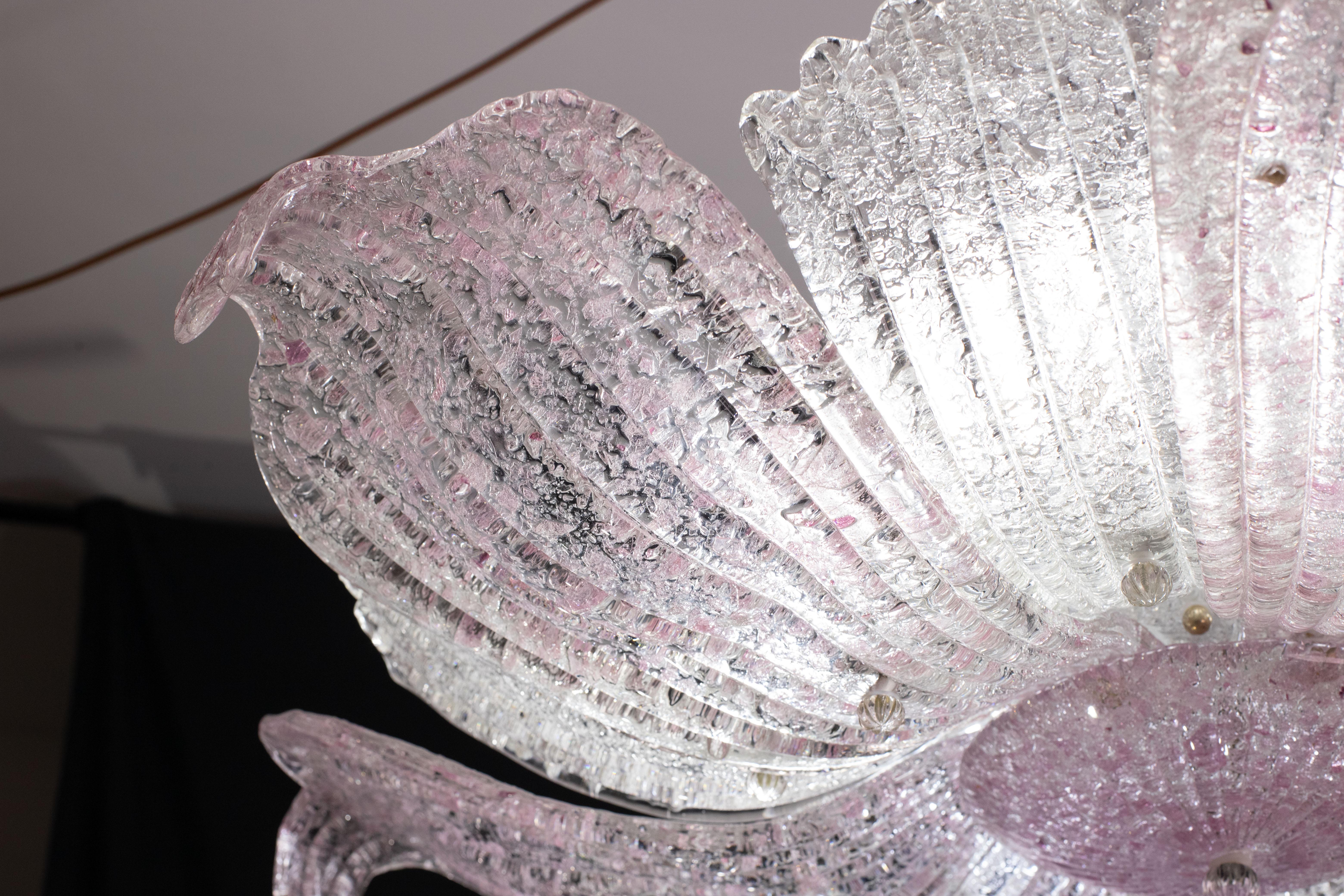 Majestic Lampada da soffitto in vetro di Murano di grandi dimensioni Affascinante lampada da soffitto in vetro di Murano rosa in vendita 4