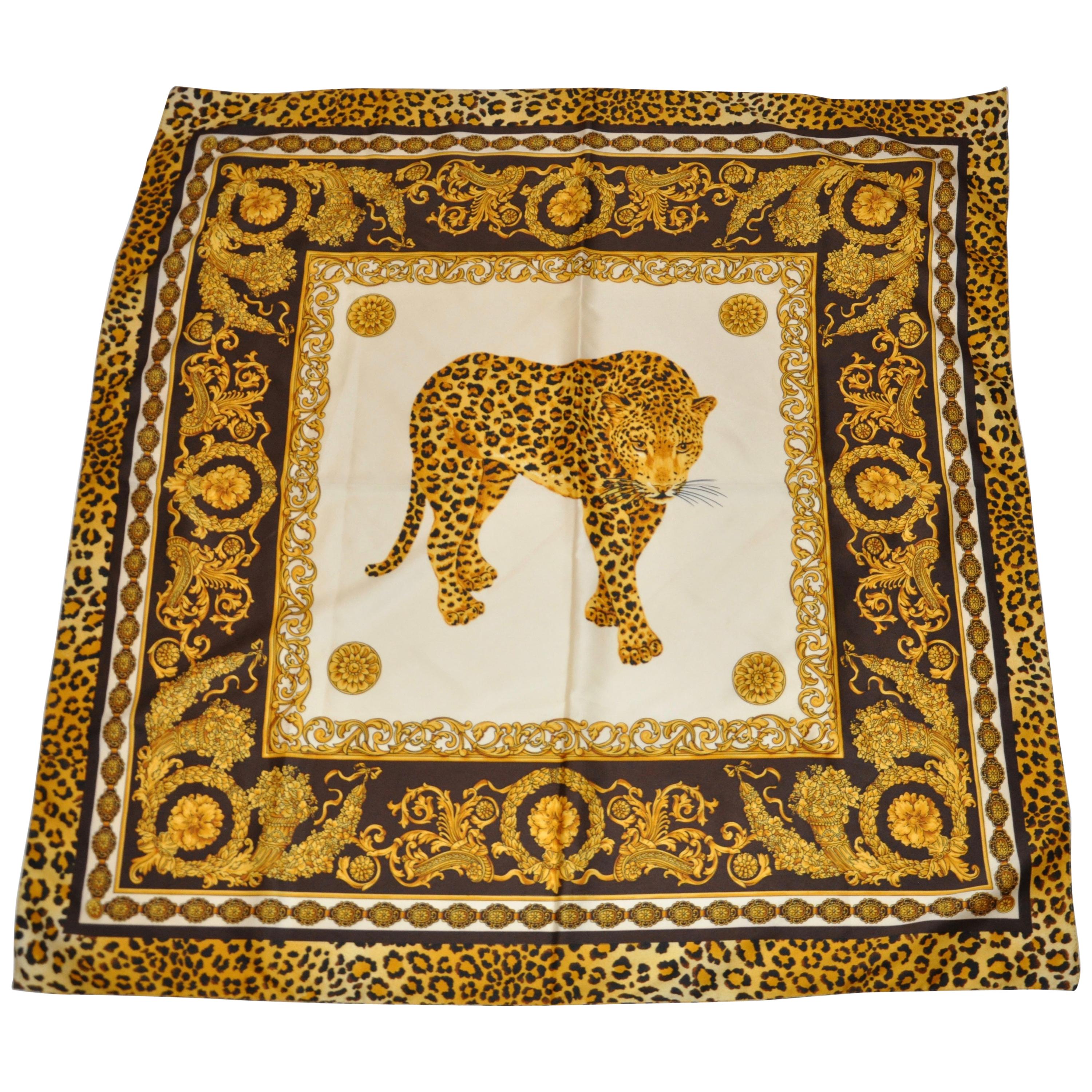"Majestic Leopard" Silk Blend Scarf