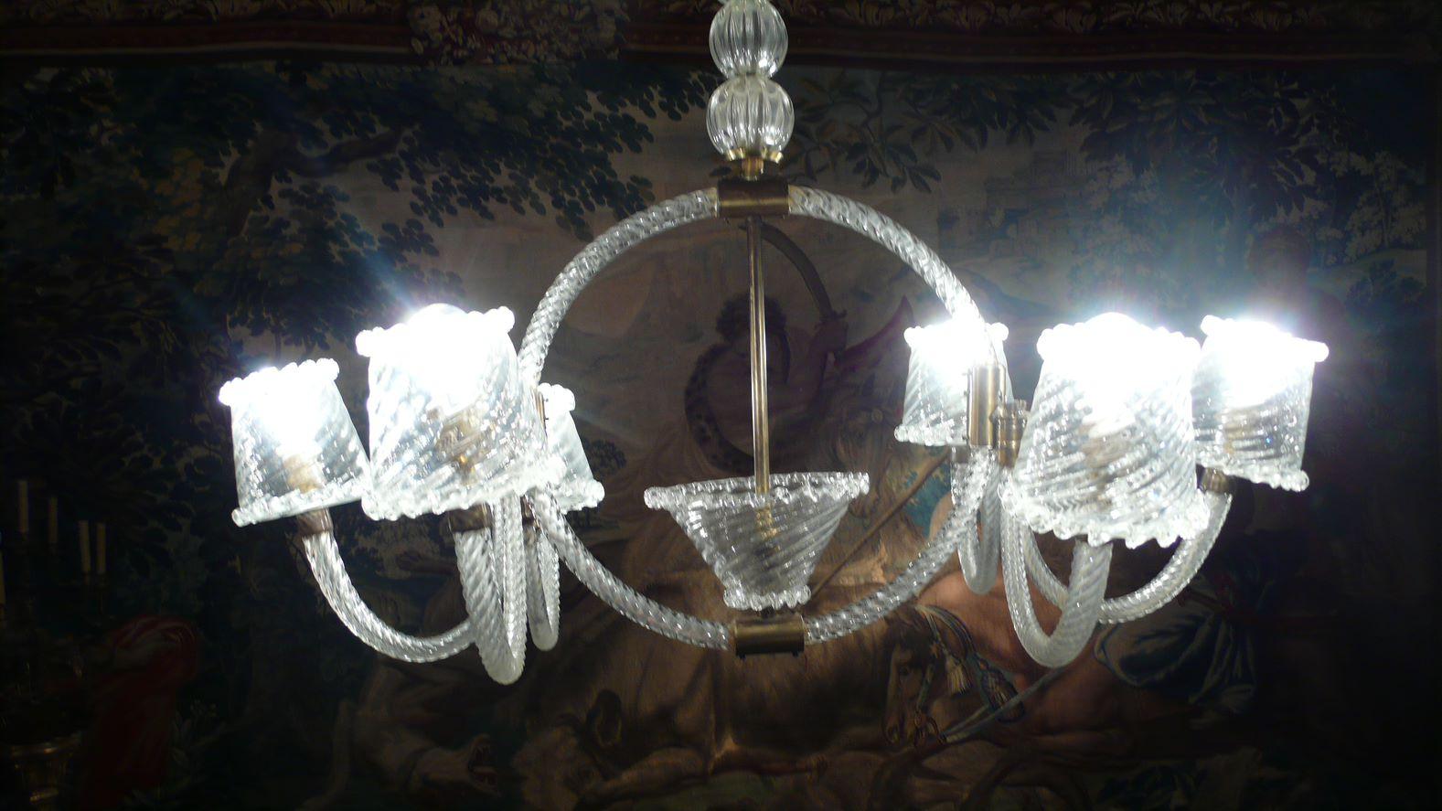 Majestic Liberty Chandelier by Ercole Barovier, Murano, 1940s For Sale 8