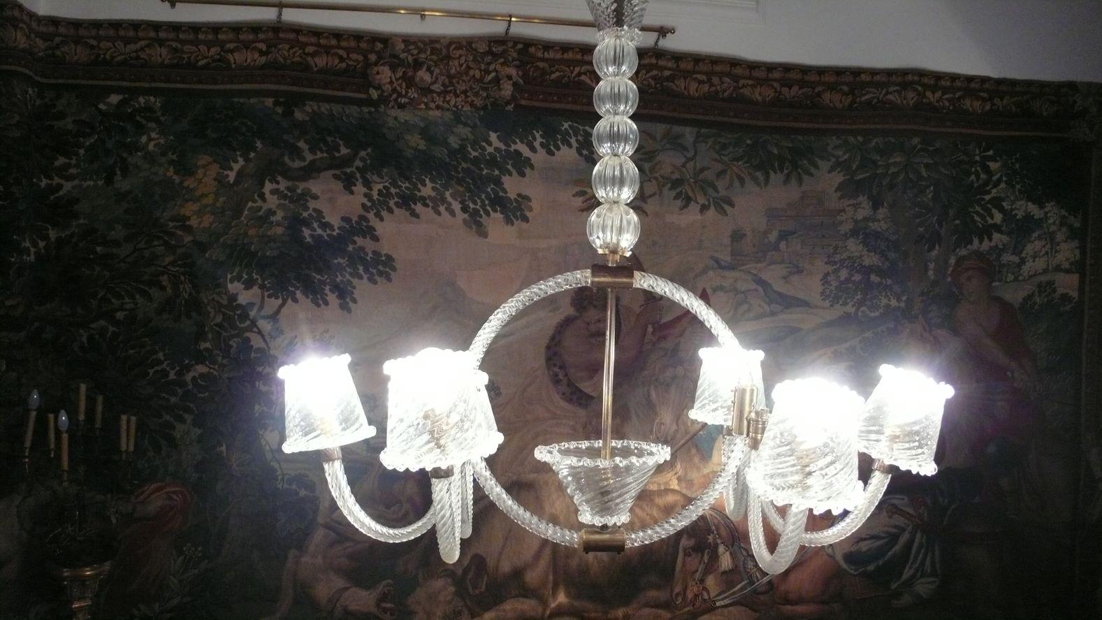 Majestic Liberty Chandelier by Ercole Barovier, Murano, 1940s For Sale 9
