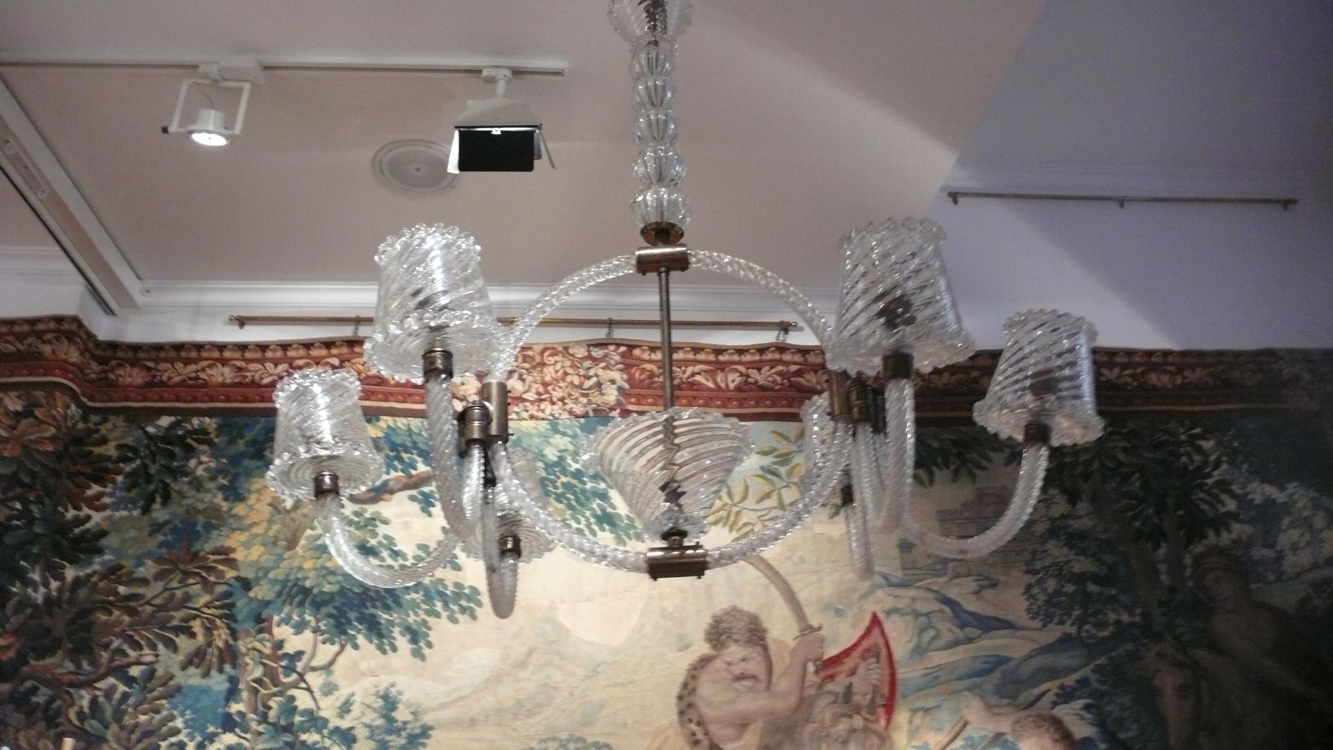 Majestic Liberty Chandelier by Ercole Barovier, Murano, 1940s For Sale 11