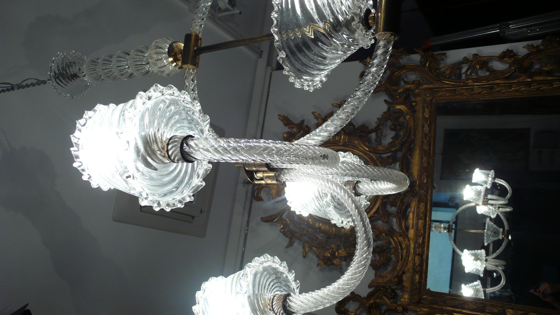 Majestic Liberty Chandelier by Ercole Barovier, Murano, 1940s For Sale 13