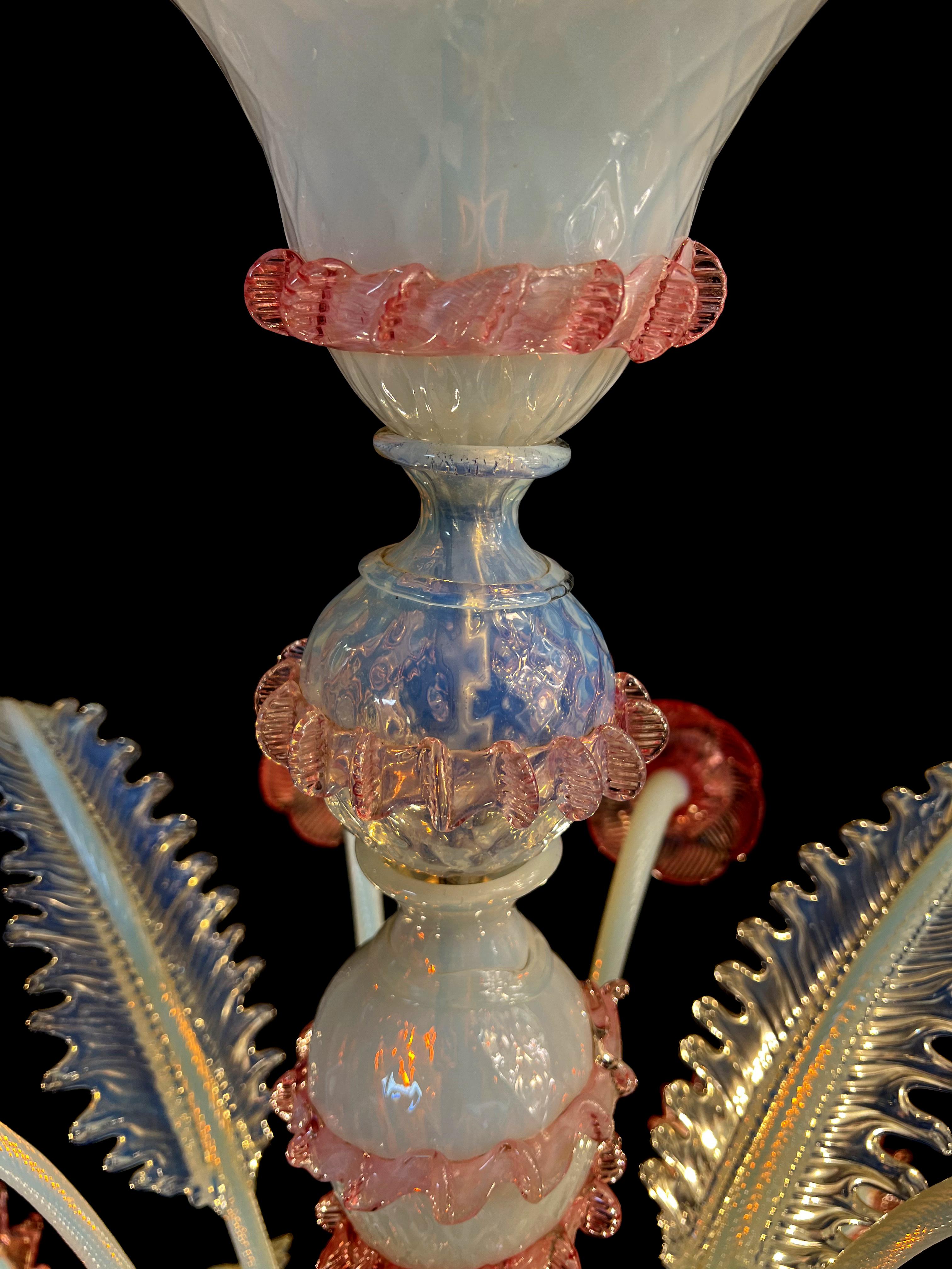 Majestic Light Blue and Pink Venetian Chandelier, Murano, 1950s For Sale 3