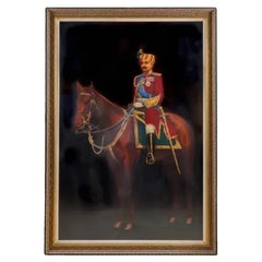 Majestätischer Maharaja, ein monumentales Ölgemälde eines indischen Maharaja zu Pferd
