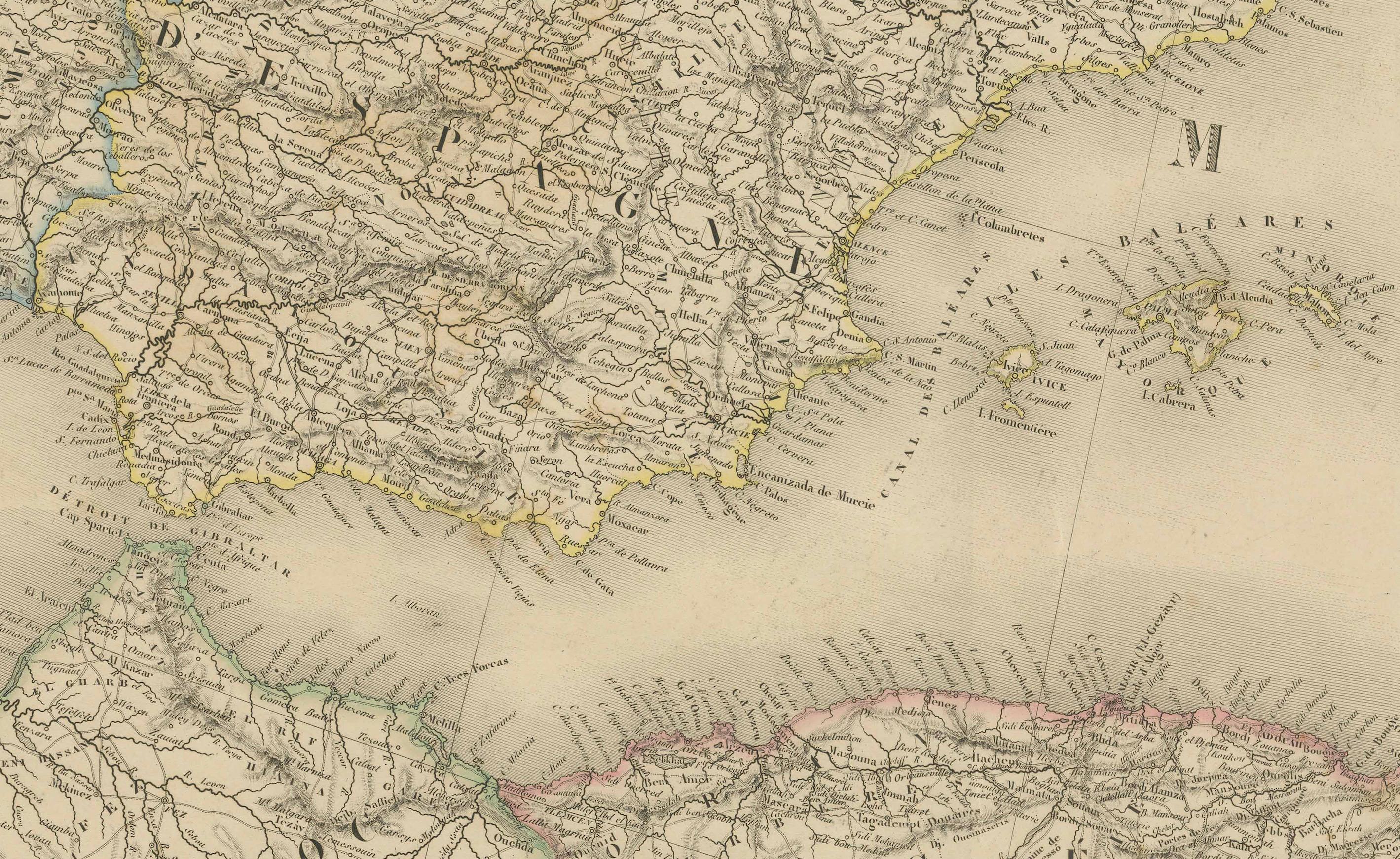 Milieu du XIXe siècle Carte majestueuse de l'Europe par Andriveau-Goujon - Vue continentale complète - ca.1849 en vente