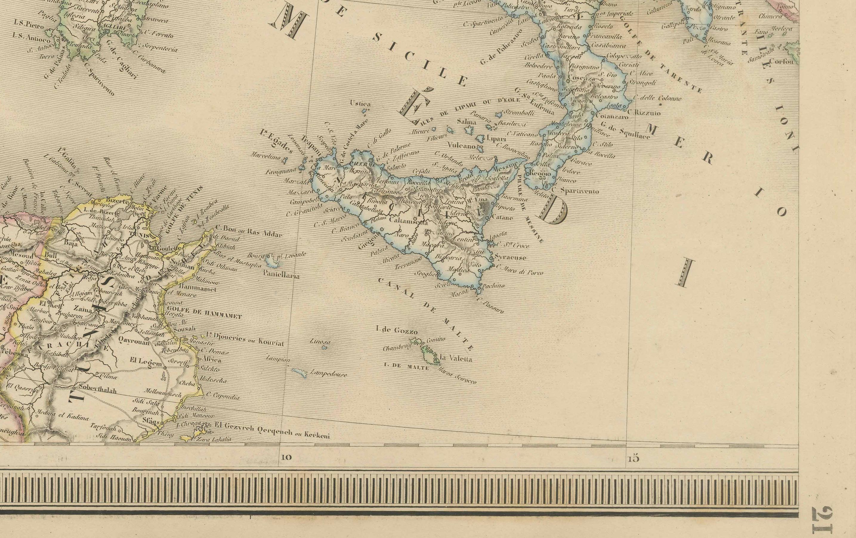 Papier Carte majestueuse de l'Europe par Andriveau-Goujon - Vue continentale complète - ca.1849 en vente