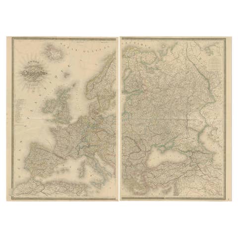 Majestic Map of Europe by Andriveau-Goujon - Complete Continental View - ca.1849
