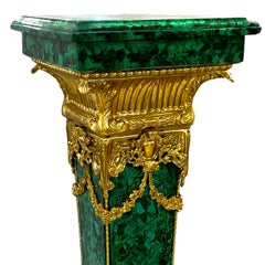 Majestic Marble Column with Malachite Bronze