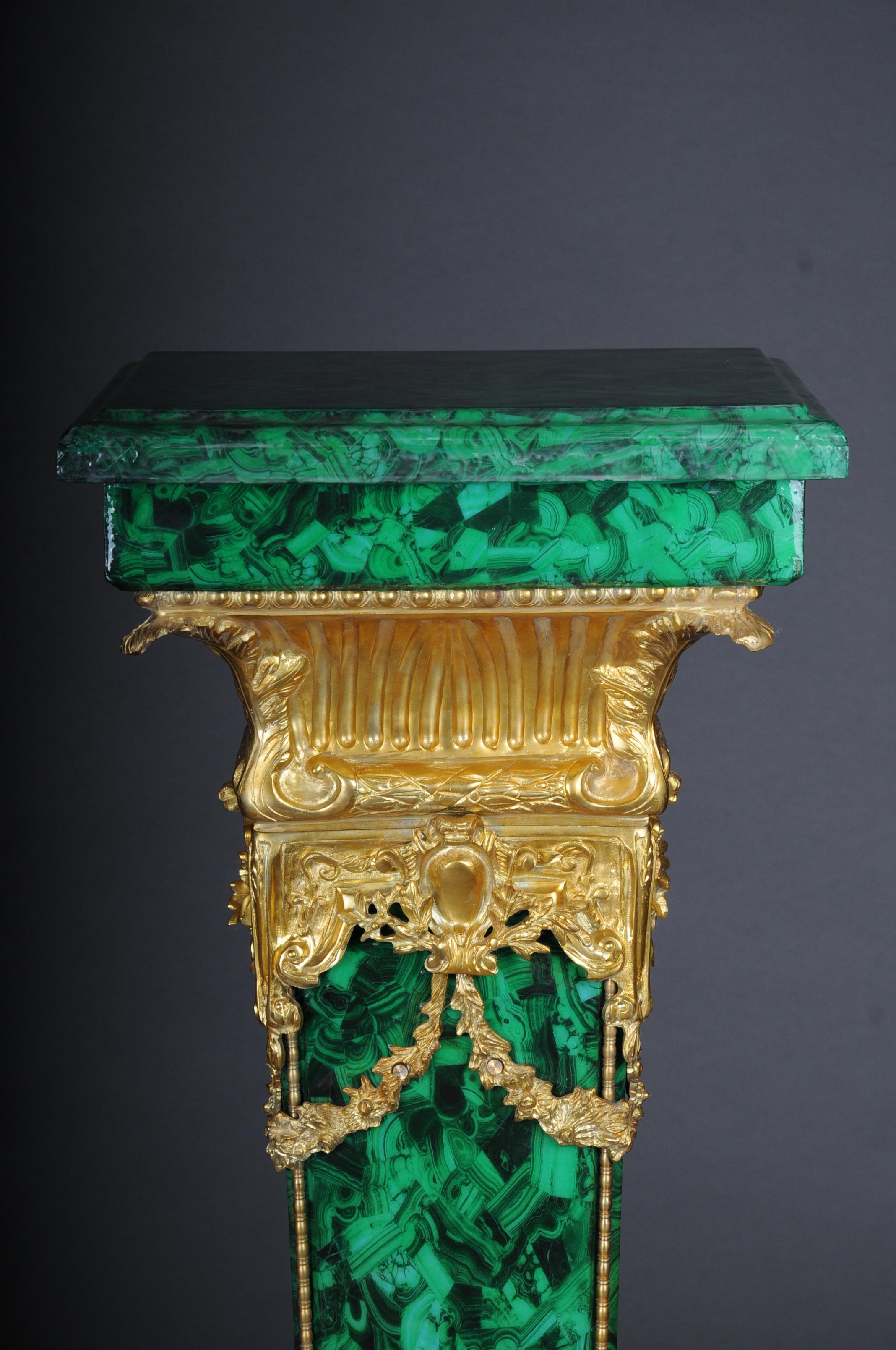 Majestic Marble Column with Malachite Bronze, Napoleon III For Sale 2