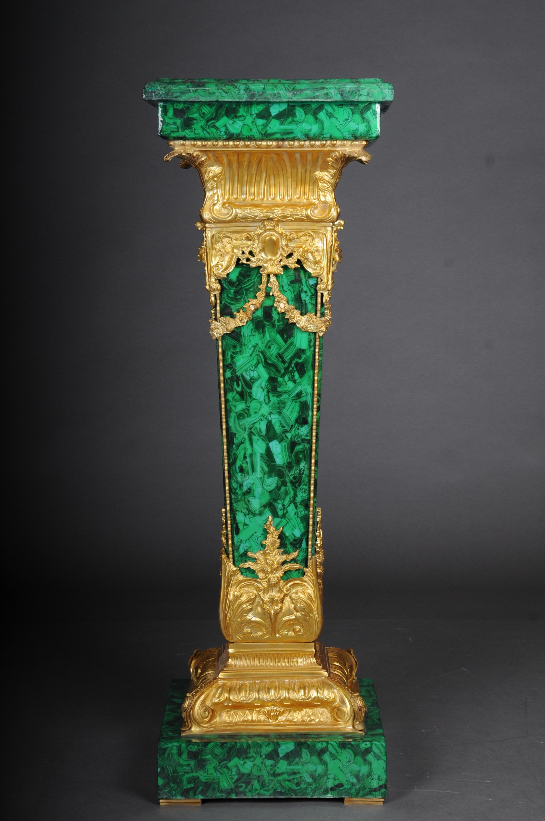 Majestic Marble Column with Malachite Bronze, Napoleon III

Impressive and regal marble column with bronze fittings in Neo-Classicism style. Marble coated with malachite painting technique. Such a pillar is guaranteed to be a real eye-catcher and