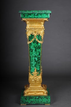 Majestic Marble Column with Malachite Bronze, Napoleon III